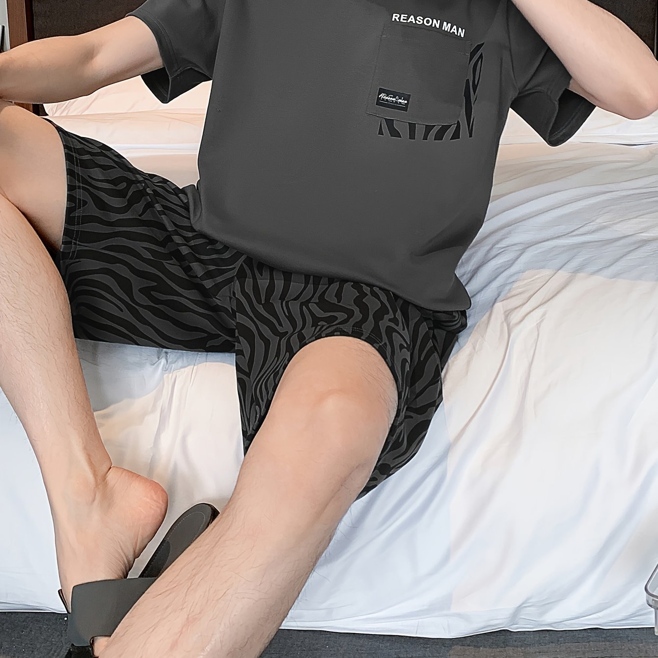 Pajamas Men's Summer Thin Short-sleeved Casual Teenager Men's Loungewear Set