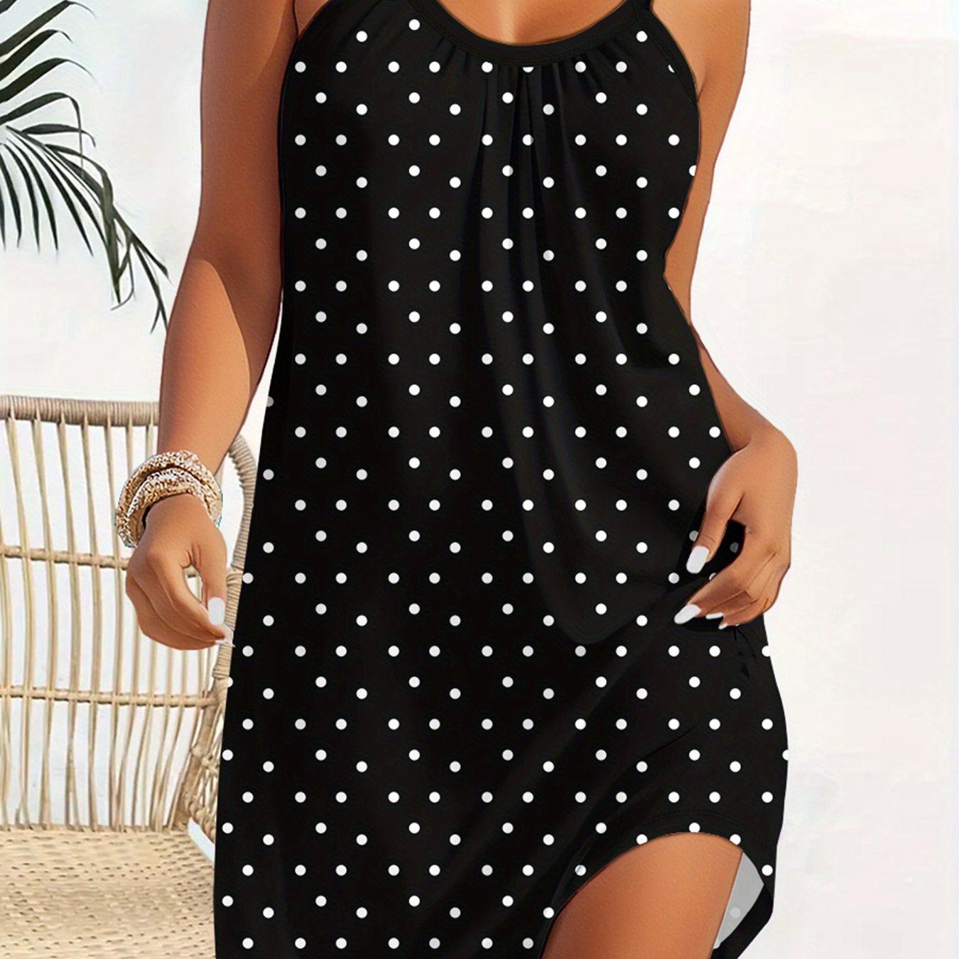 Plus Size, European And Women's Plus Size Spaghetti Suspender Dress