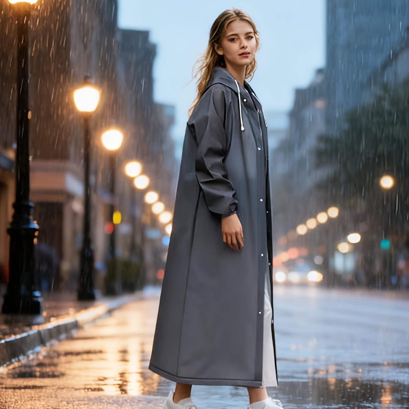 TEMU 1 Impermeable de calidad para ocio al - Cortavientos, chaqueta de cuerpo completo con capucha, puños y cintura ajustables, diseño portátil y ,
