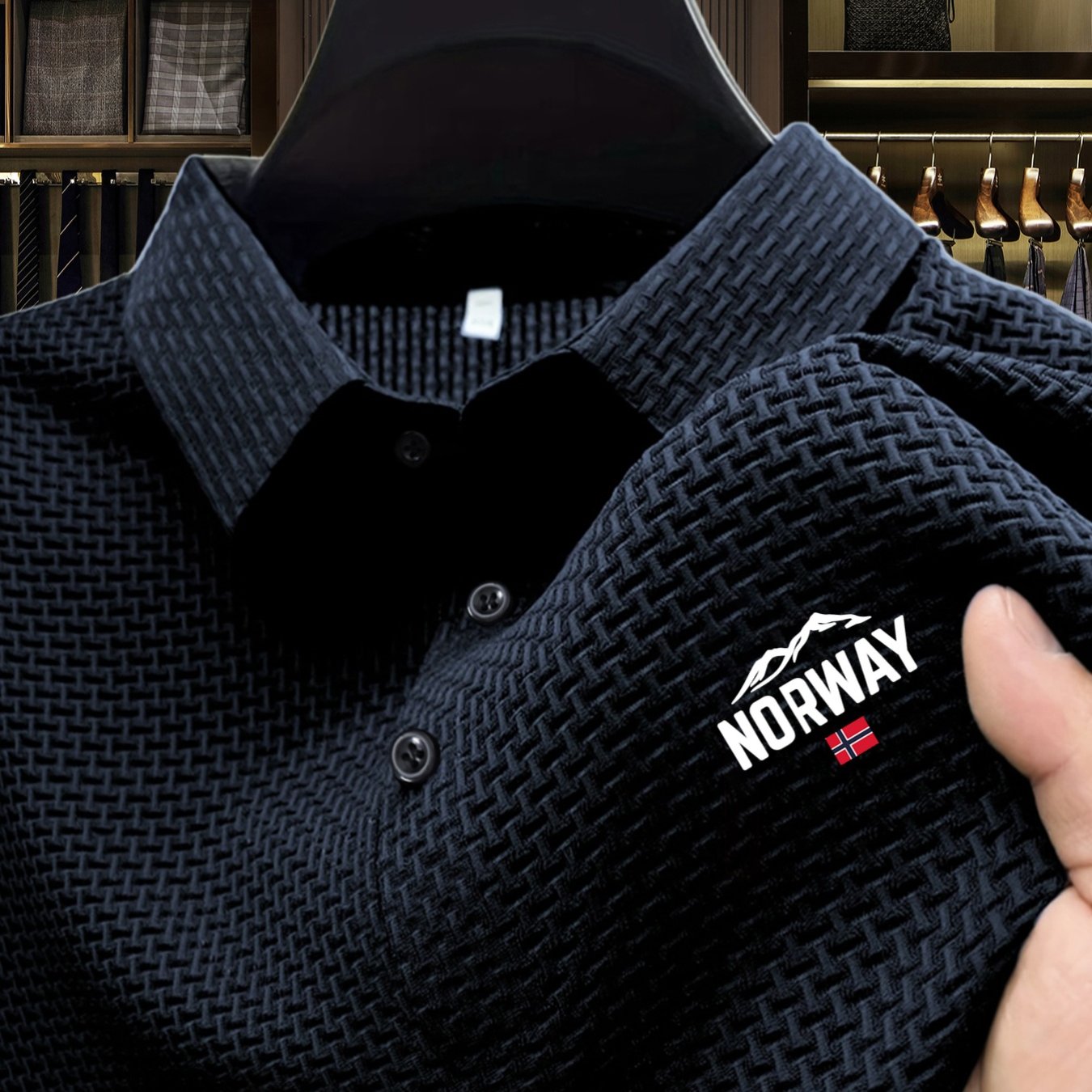 TEMU Chemise Homme NORWAY Confortable et à Col Rabattable, Manches Courtes Décontractées pour l'Été, Imprimé Lettres Simple, T-Shirt Extensible et