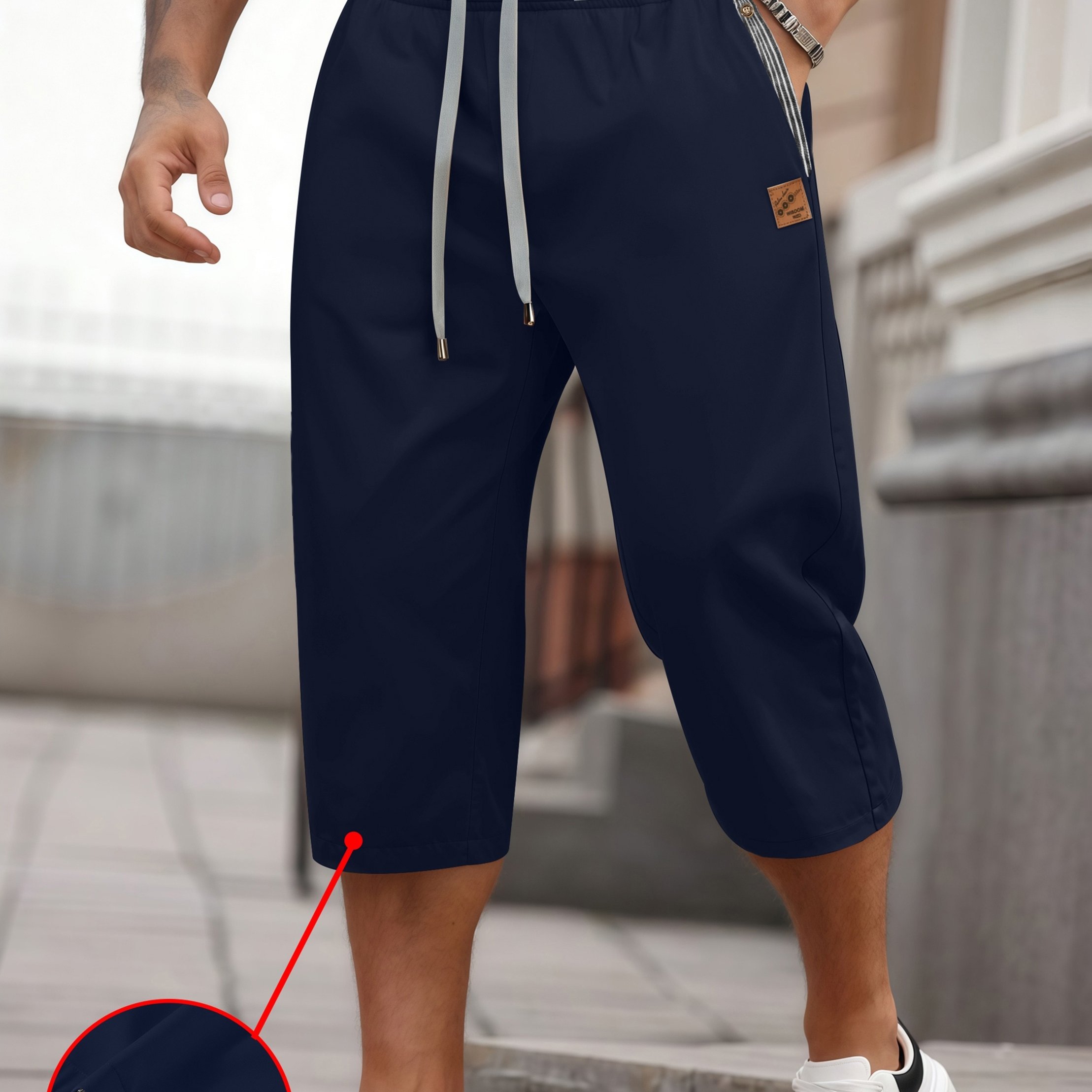 E-shop Lässige Cropped-Hose für Herren - Stoff ohne Stretch, Ganzjahres-Freizeitkleidung mit , lockere Passform, Cropped-Länge für ein entspanntes und