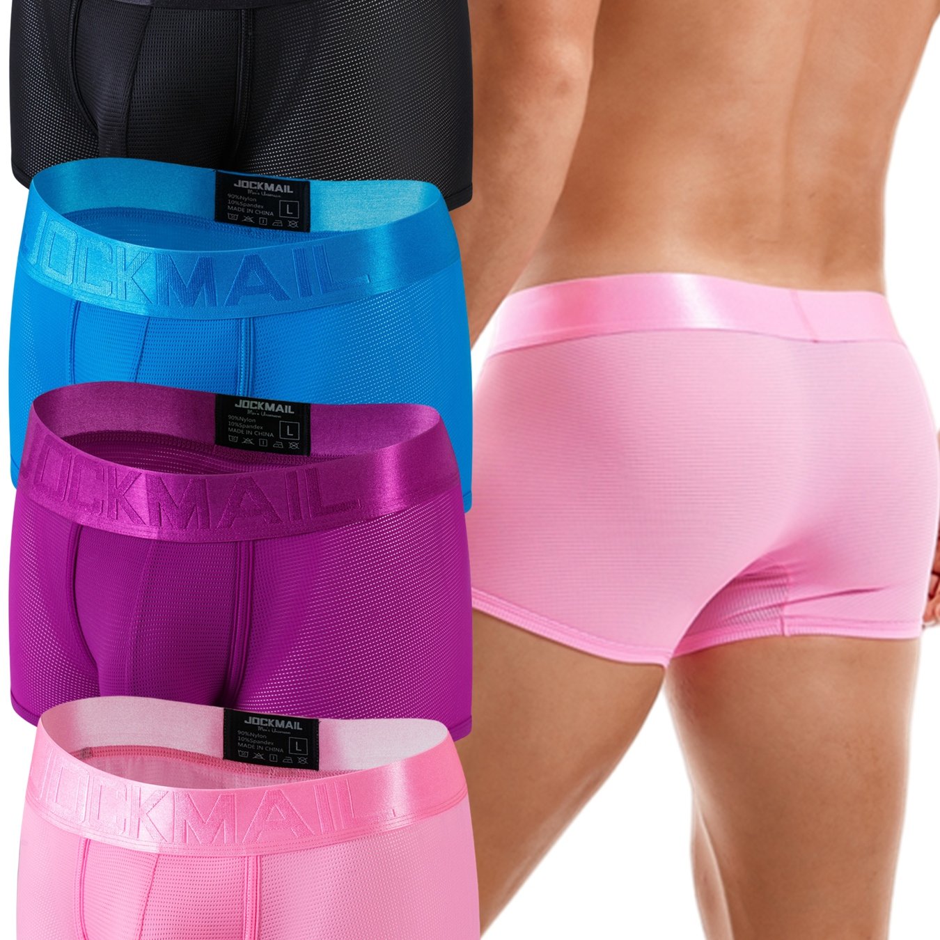 TEMU JOCKMAIL Ensemble de 4 slips respirants en pour hommes, multicolores, sous-vêtements de sport et de fitness pour hommes