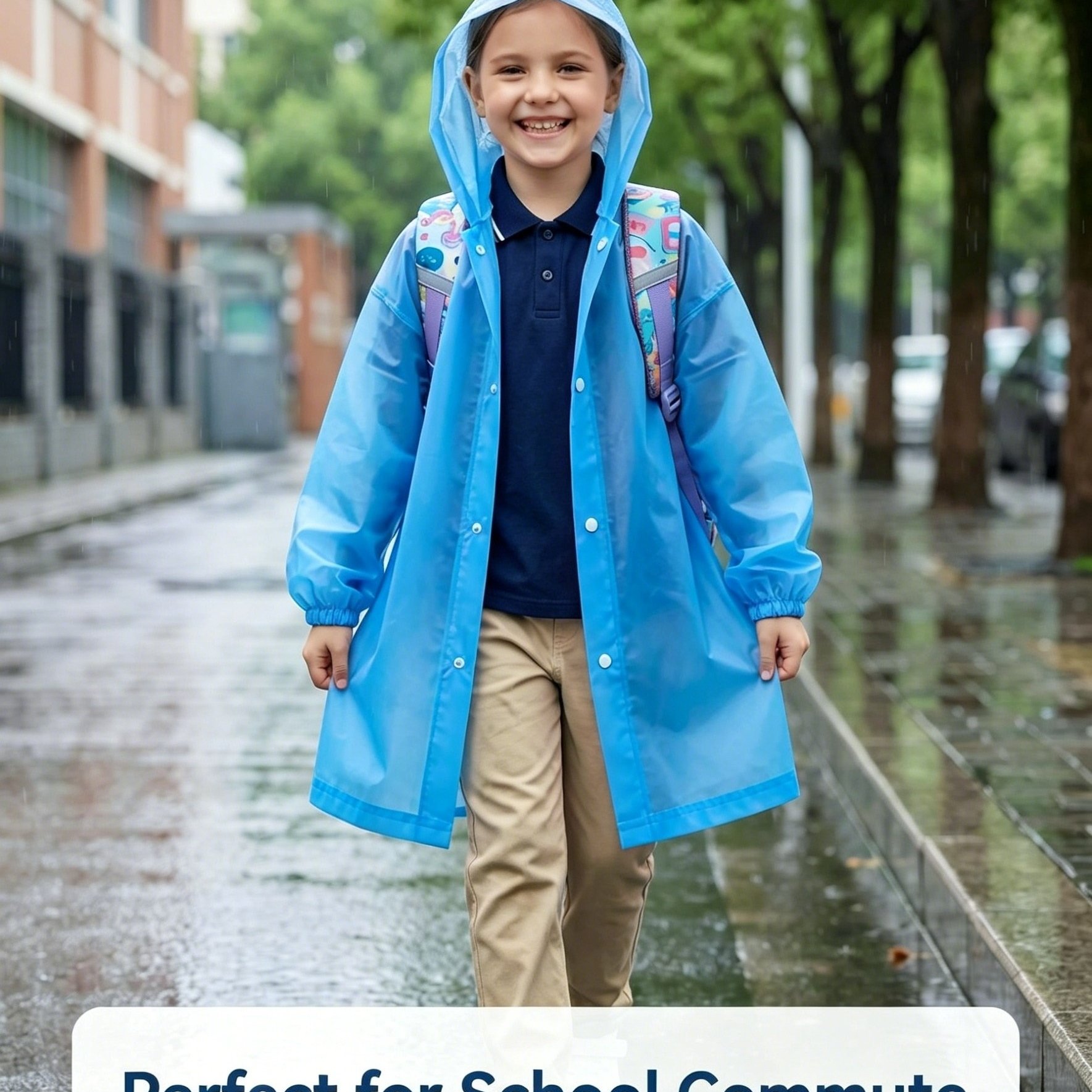 TEMU 1pc Of Thickened Raincoat For Children Aged 8