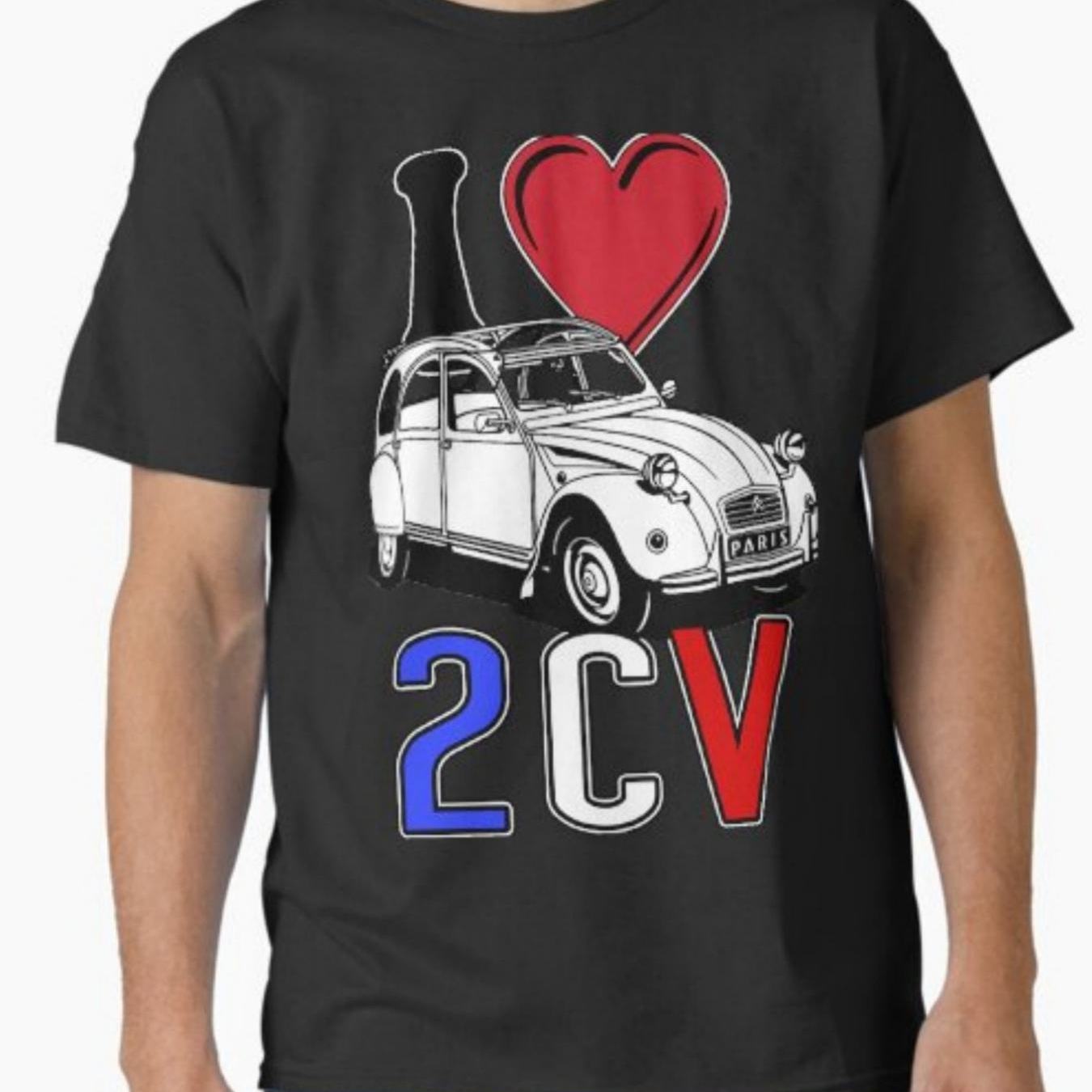 I Love 2cv Classic Men's Crewneck T Shirt With Funny Printing For Summer Tour