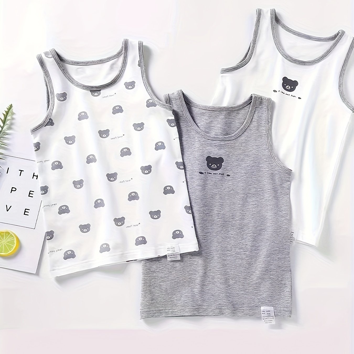 Set Of 3 Bear Print Vests, From Fire, Boys And Girls Clothes