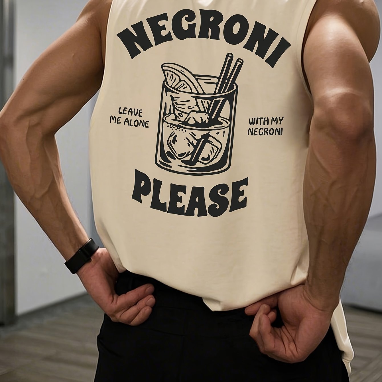 TEMU Maglietta senza maniche con stampa Negroni da , canotta casual da fitness a vestibilit�