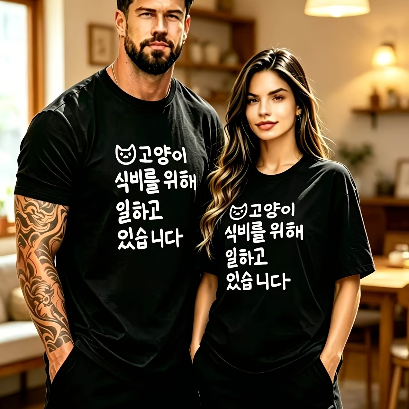 TEMU 남녀공용 만화 재미있는 창의적인 패턴 라운드넥 티셔츠, 여름 패셔너블한 반팔, 캐주얼 데일리 아웃도어 스타일 상의