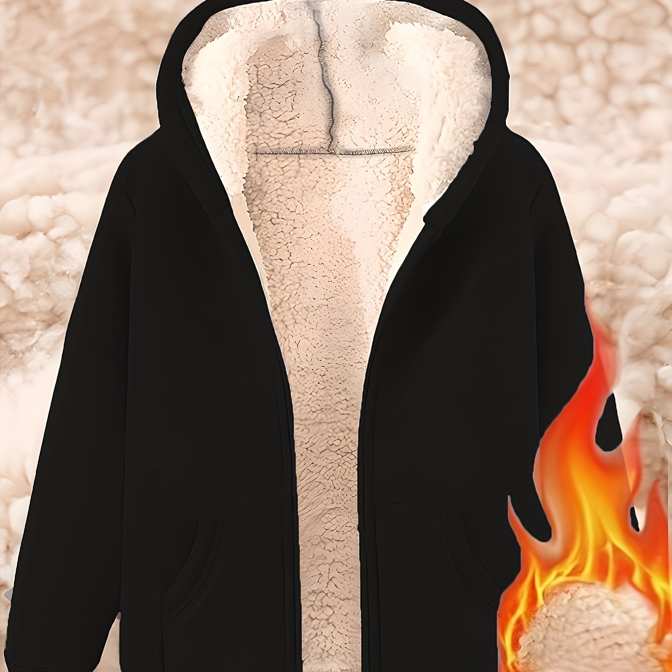TEMU [autumn Winter] Women's Plus Size Autumn Winter New Casual Warm Winter Fleece Hooded Sweatshirt Jacket