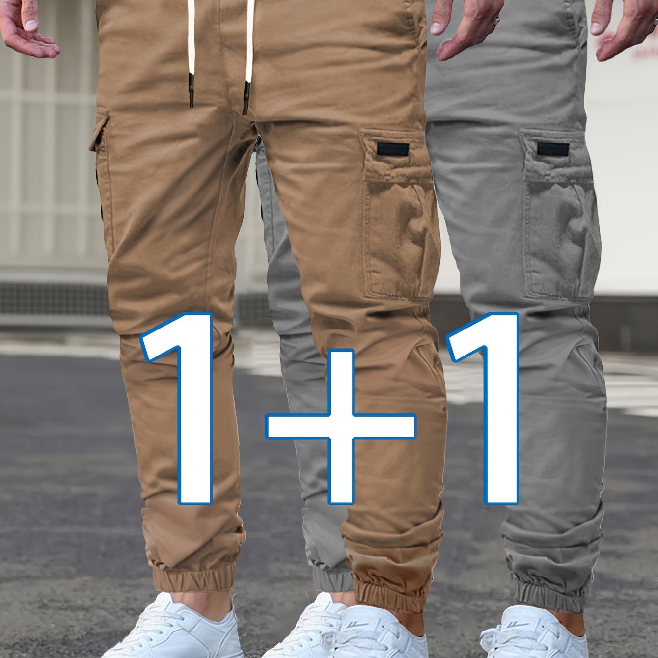 TEMU 2pcs Men's Cargo Pants - Multifunctional Pockets, Adjustable Drawstring, Suitable For Everyday Casual And Formal Wear In - Great