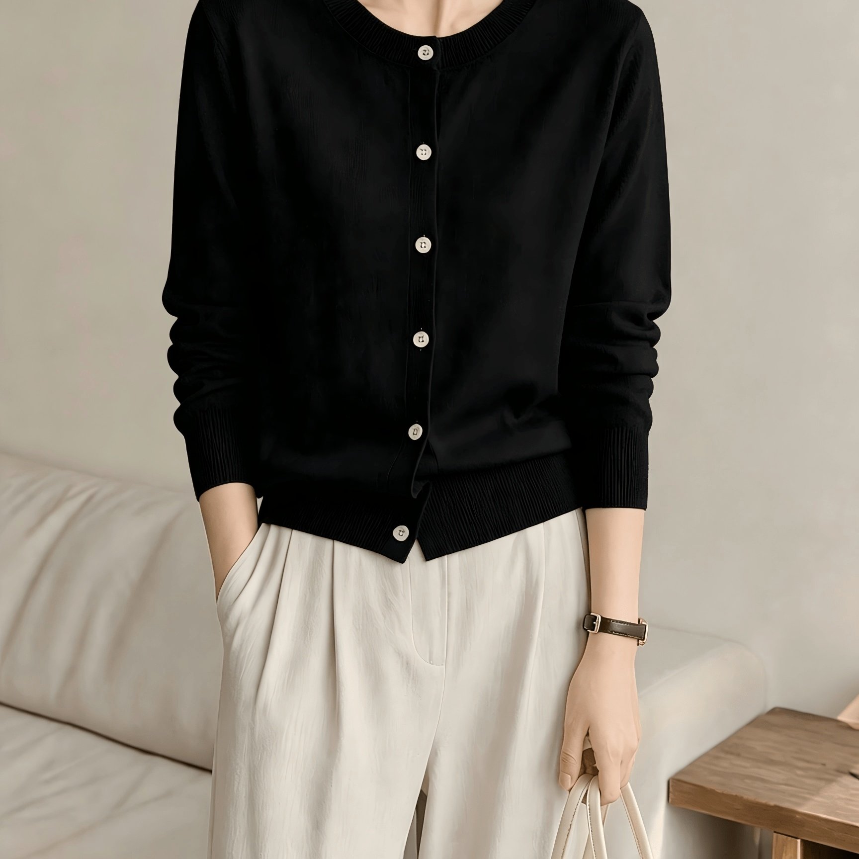 TEMU 1pc Women Casual Cardigan Lightweight Work Daily Wear Top