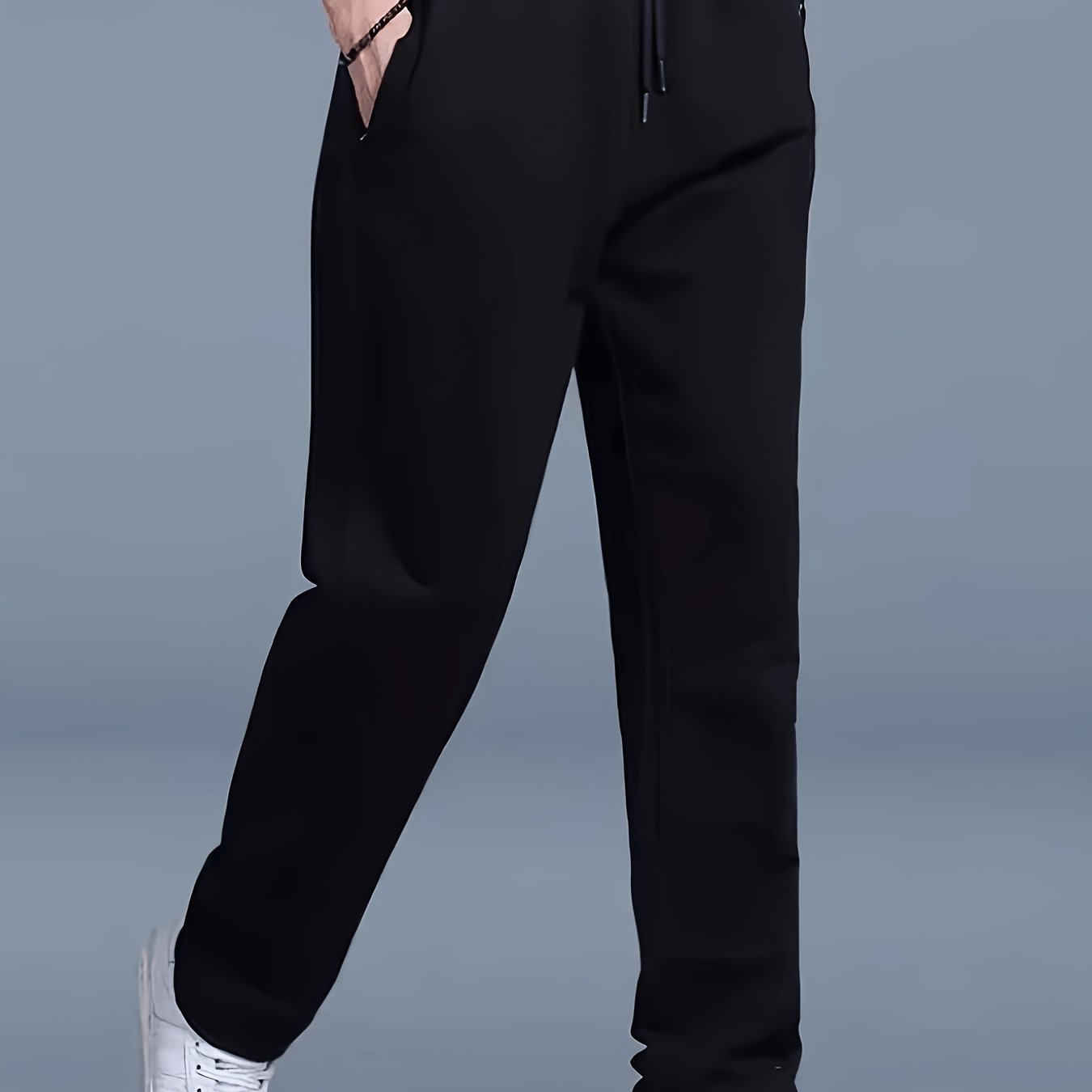 TEMU Pantalon long décontracté droit à poche zippée, style tendance 2026