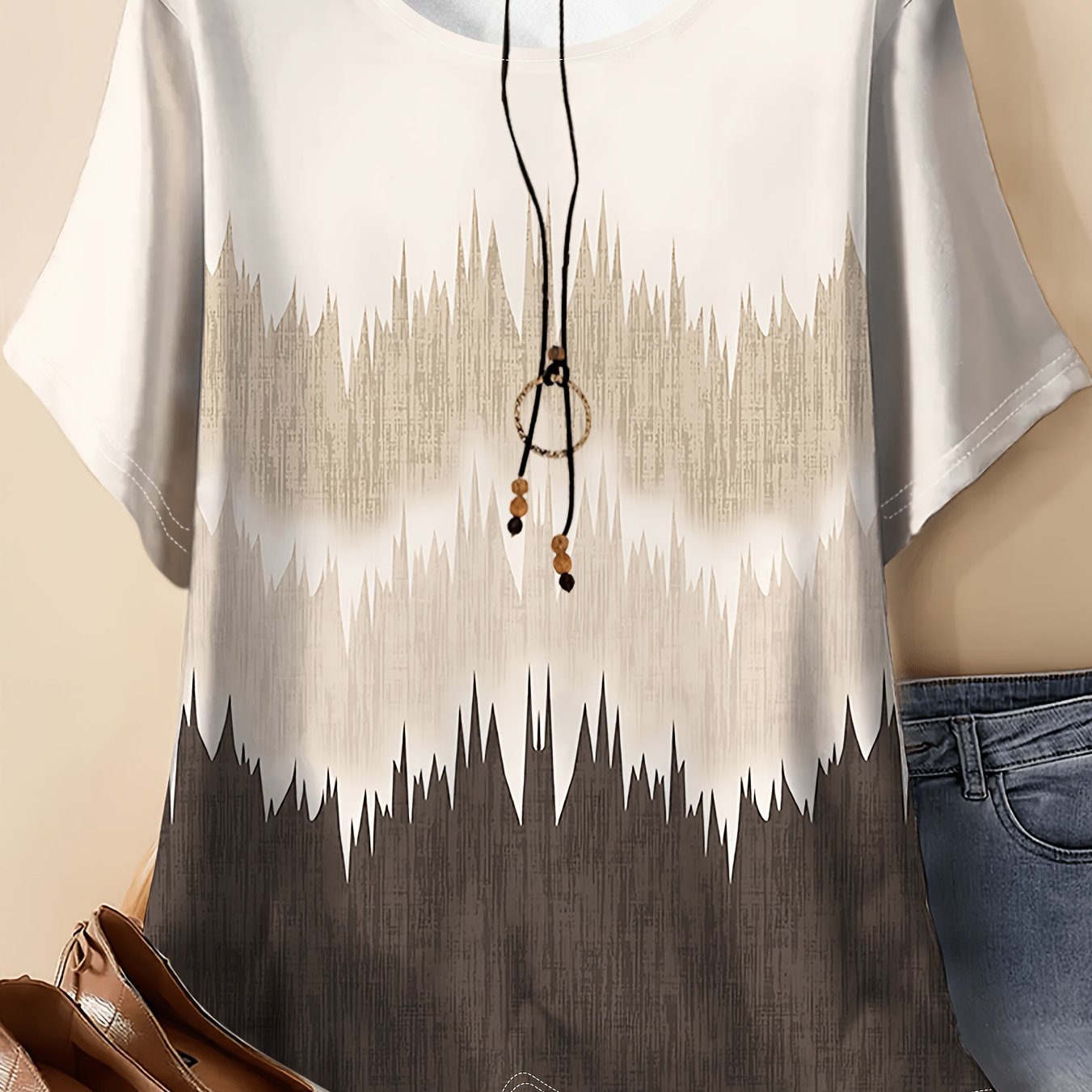TEMU Plus-size Women's T-shirt With A Loose, -shoulder Fit And Crew Neck. The Relaxed, Casual Silhouette Is Forgiving Of Body Types, Making It Ideal