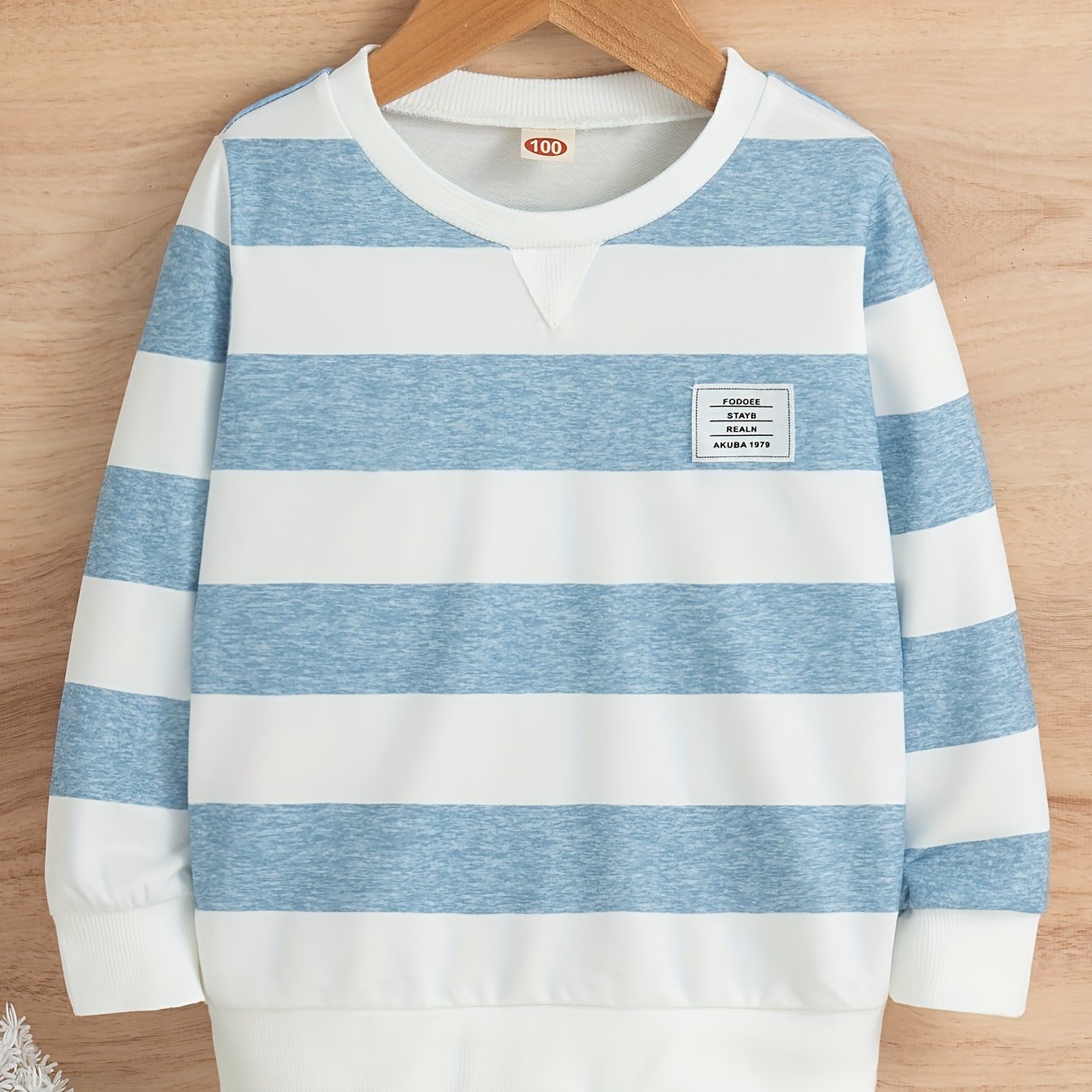 Boys' Casual Outing Striped Pattern Round Neck Long Sleeve Regular Top, Boys' Fashion Sweatshirt For Spring Autumn