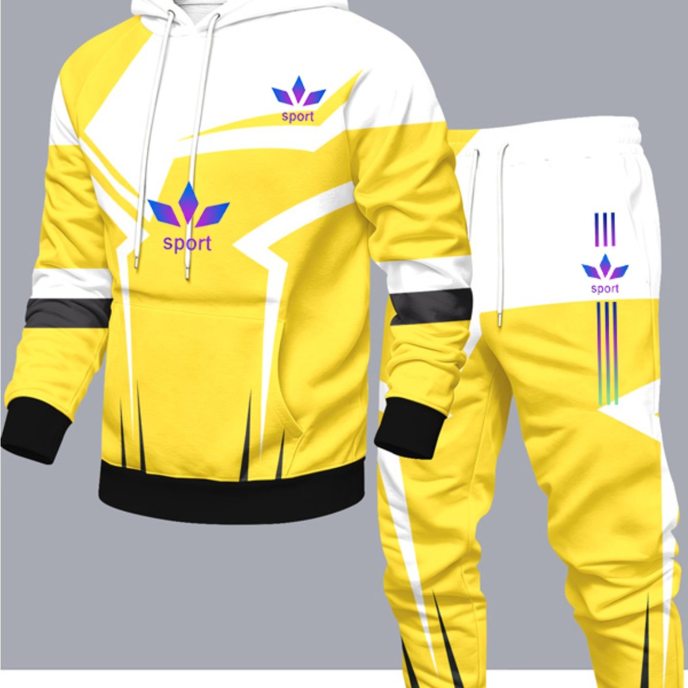 TEMU Men's Casual Hoodie And Jogger Pants 2pcs Set, Long Sleeve Hooded Sweatshirt And Fashionable Long Trousers, Home And Outing Versatile Set,