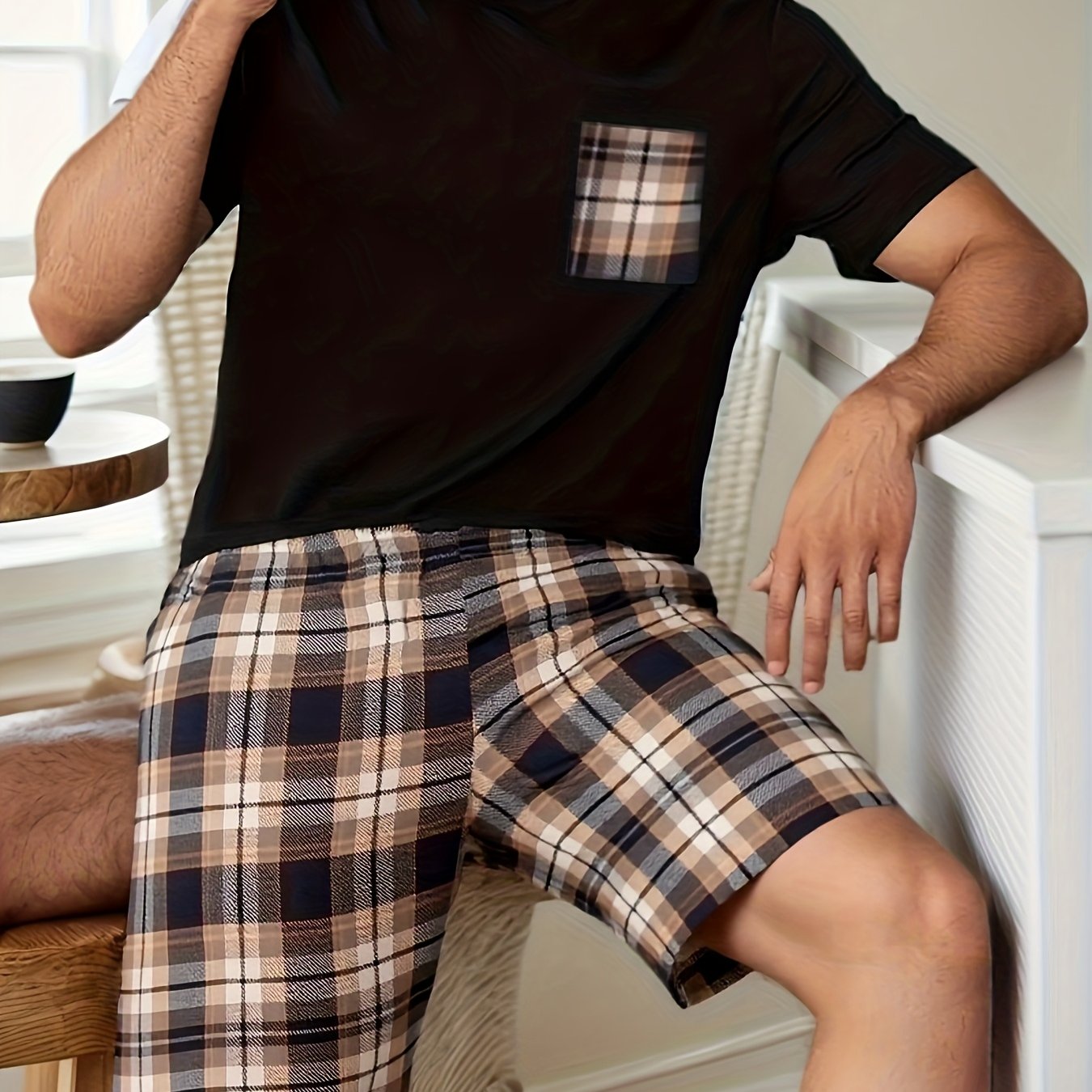 Plus Size Men's 2pcs Set, Short Sleeve And Shorts, Summer Thin Casual Breathable Wearable, , Round Neck Loose, Extra Large Size Men's