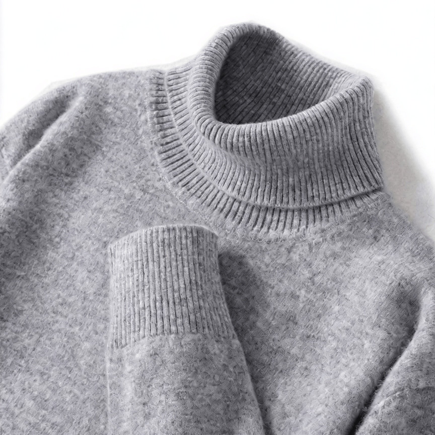Image of Men's High Collar Knitted Pullover Sweater, Warm & Comfortable Casual Base Layer, Solid Color, Perfect For Fall & Valentine's Day Gift, Plus Size