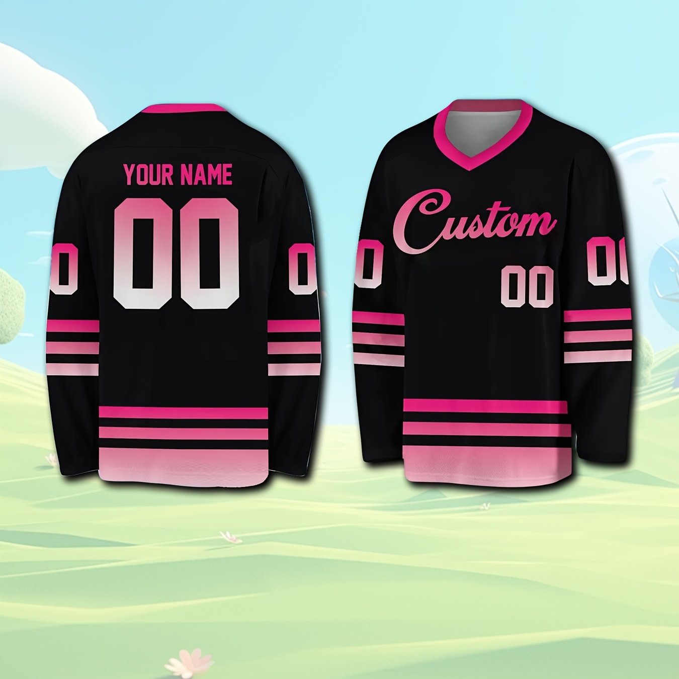TEMU Customizable Football Jersey Team Name And Number, Hockey Team Outfit, Game Day Clothing, Team Sports Fan Player Jersey, V-neck, Polyester,