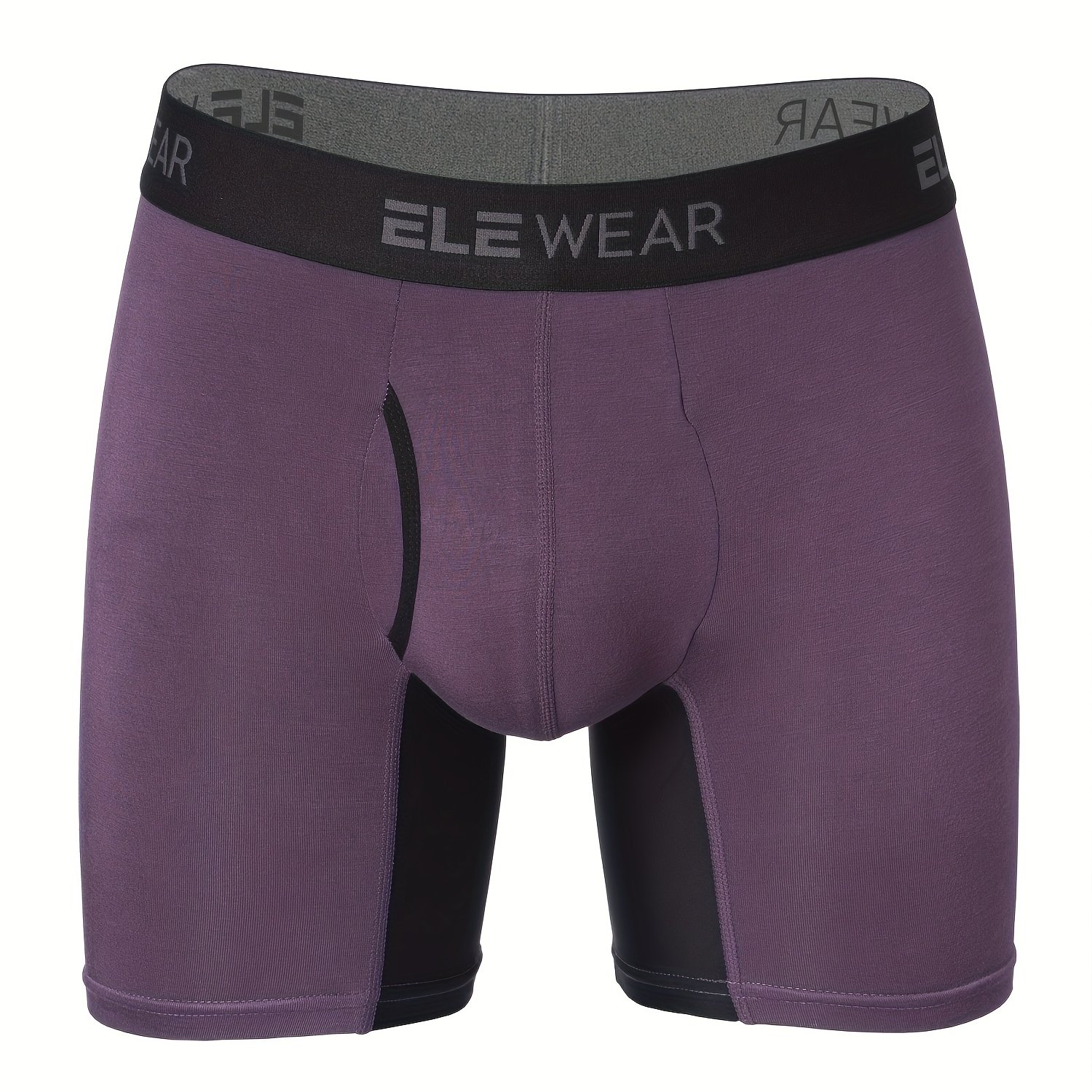 TEMU Bamboo Fiber Men's Underwear, Side-opening Long Style Flat Briefs, Sports Casual Moisture-wicking, , Daily Wear