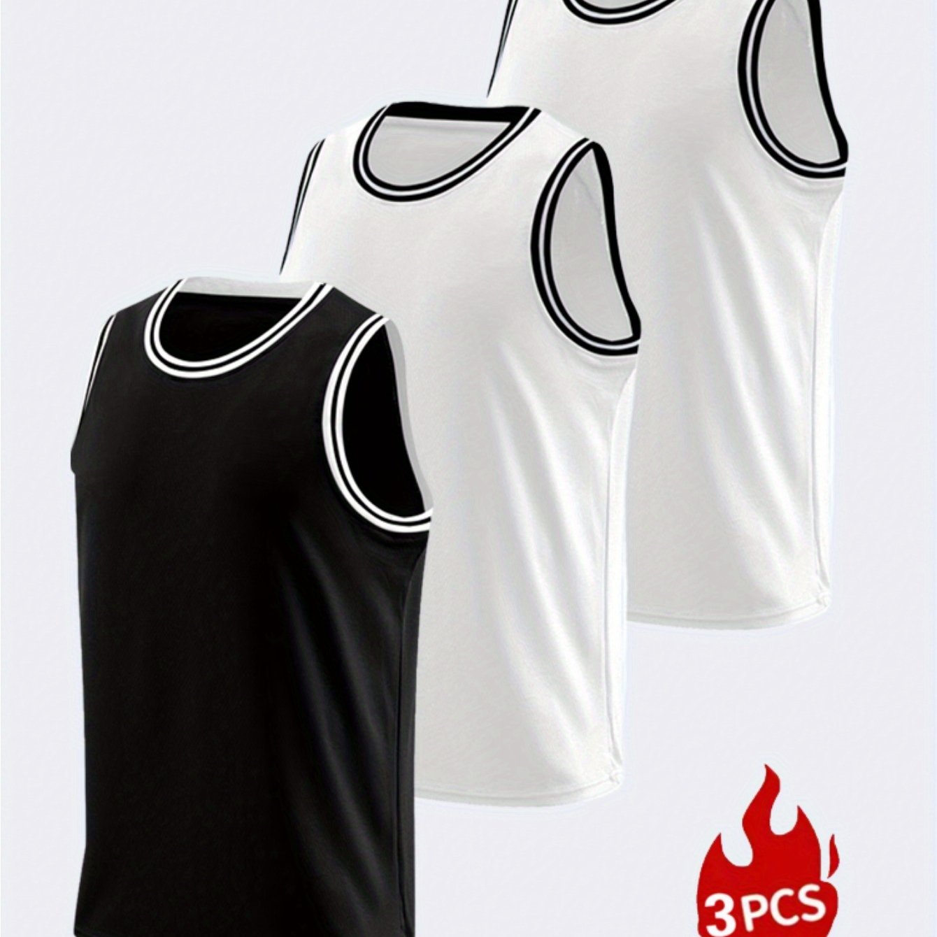 TEMU 3pcs Men's Basketball Tank Tops, Casual Workout Outdoor Summer Vests, Suitable For Training, Fitness, Running, Beach, Etc