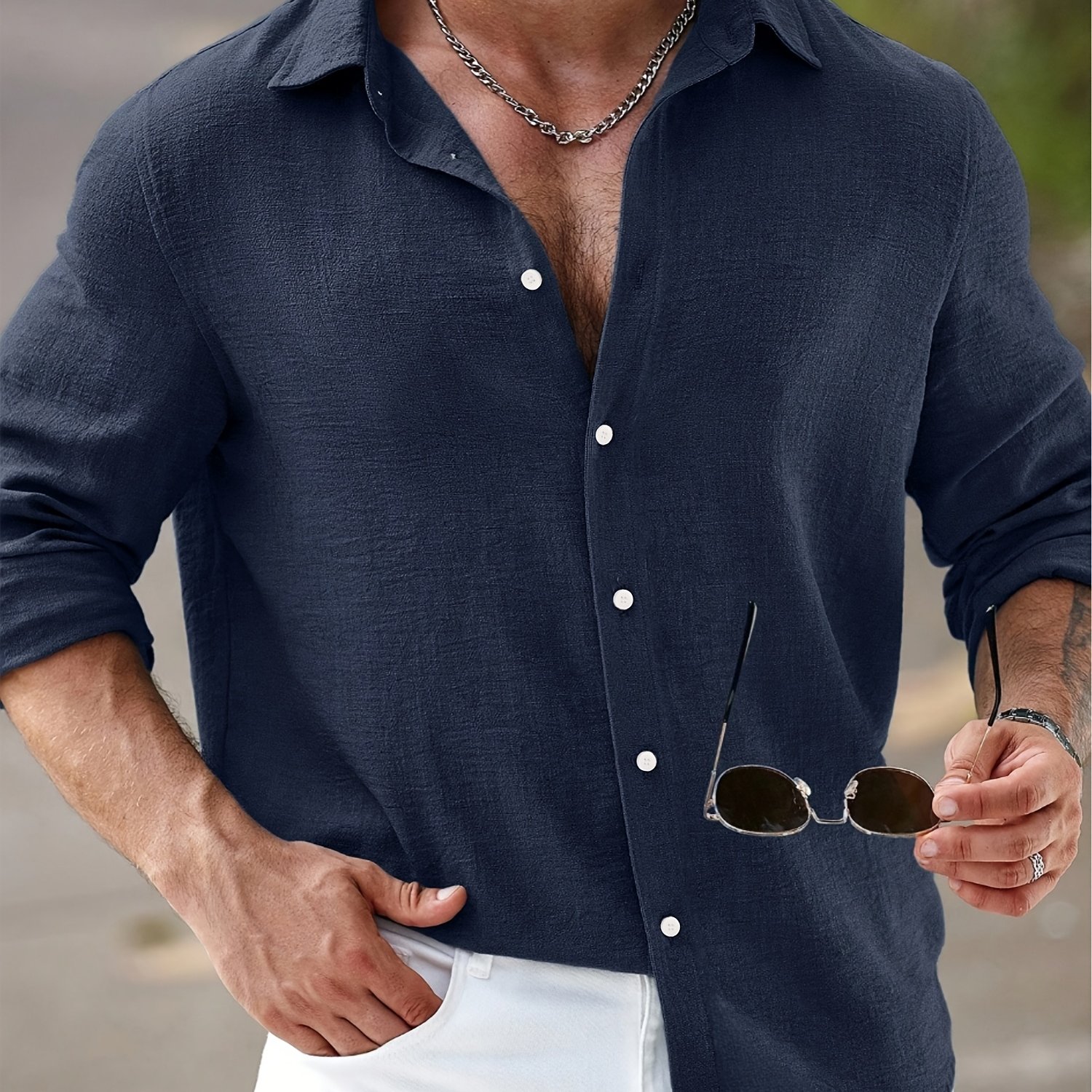 E-shop Herren Easy Einfarbiges Button-Up Langarm Texturiertes Hemd, Herbst Herren Texturiertes Hemd, Herren Business Casual Hemd, Herren Casual
