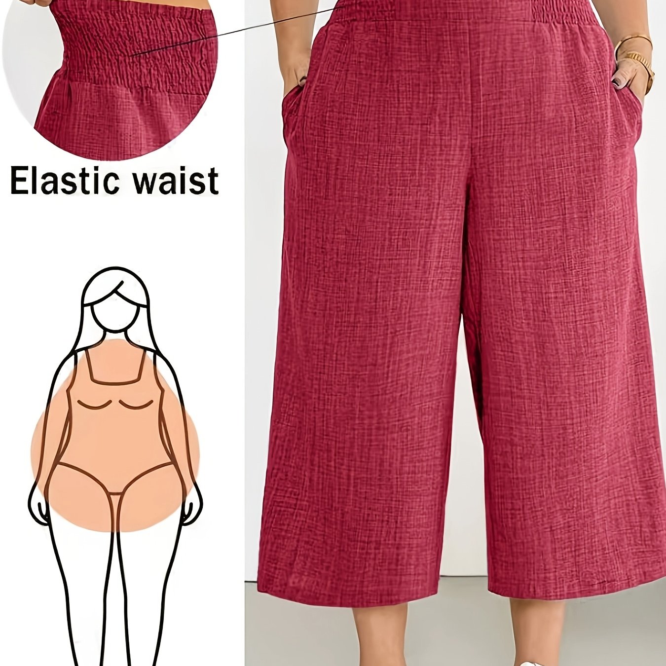 TEMU Plus Size - Women's Plus Size Spring Summer Fashion Casual Loose Comfortable Everyday Versatile Wide-leg Shorts, Summer Apparel, Wide-leg