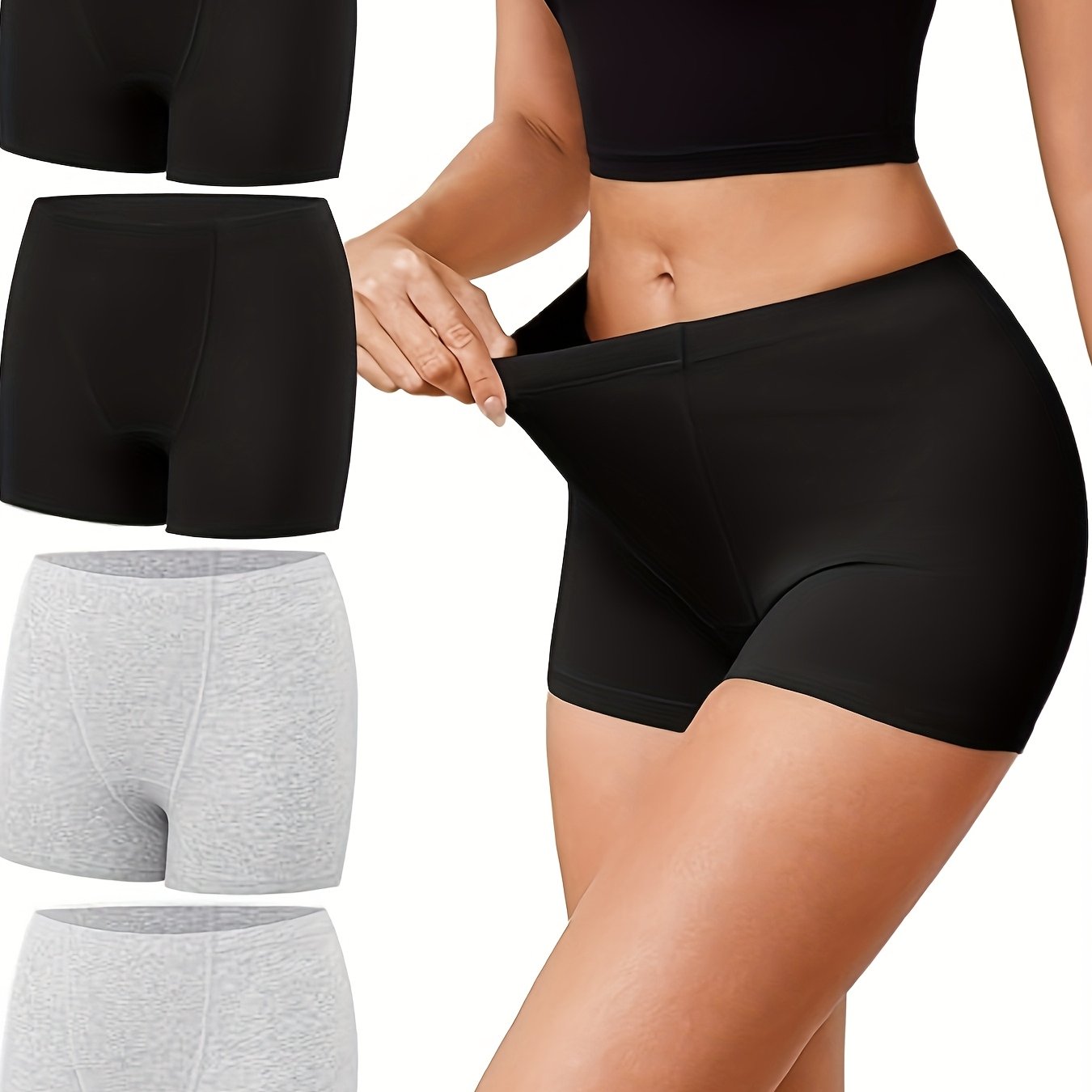 Women's Boyshort Underwear Full Coverage Seamless Panties Boxer Briefs 4 Packs, Women's Underwear, Comfortable Women's Panties, Women Lingerie