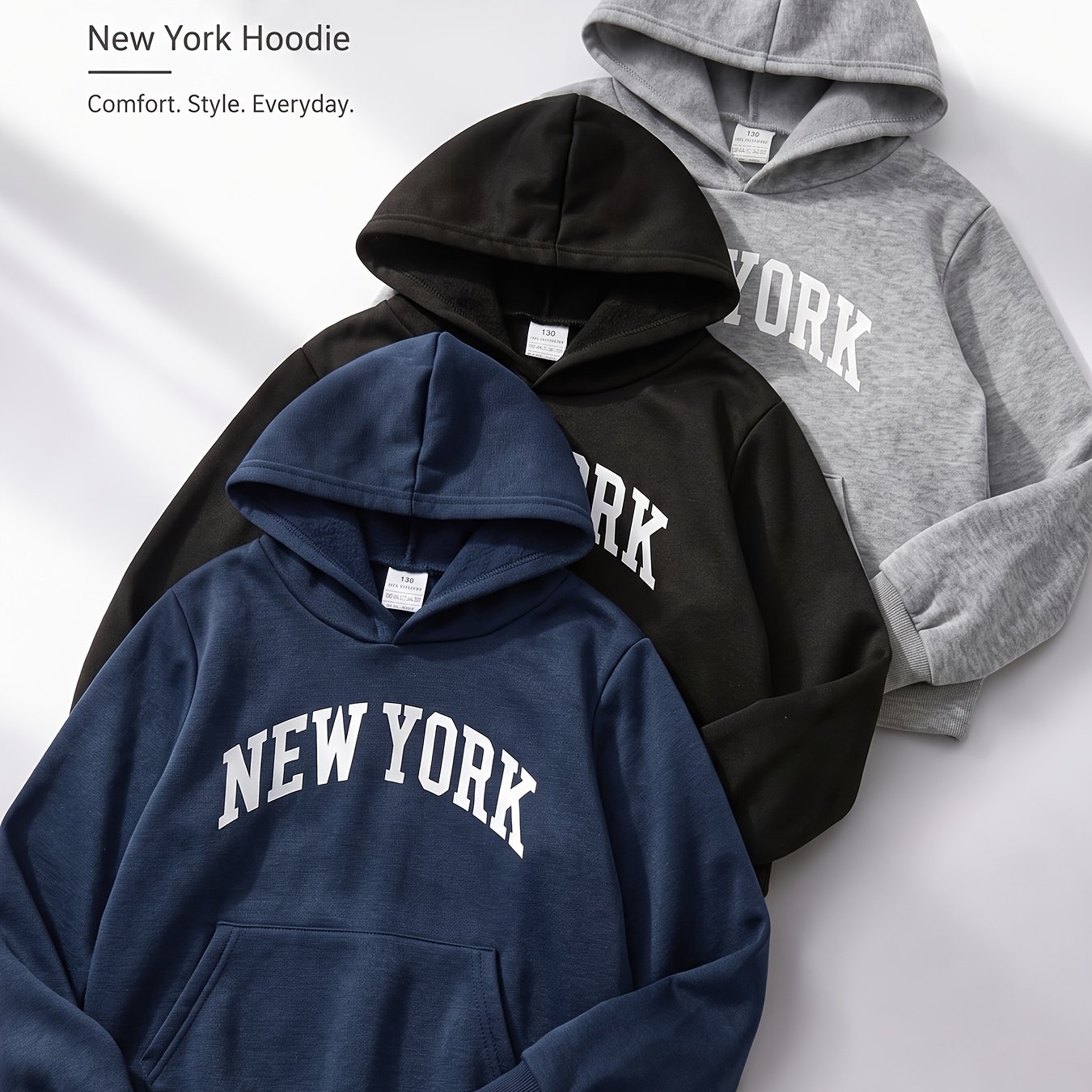 3 pulls à capuche décontractés pour garçons avec imprimé "", hauts d'entraînement de sport de, style décontracté,…: retailer-supplied image