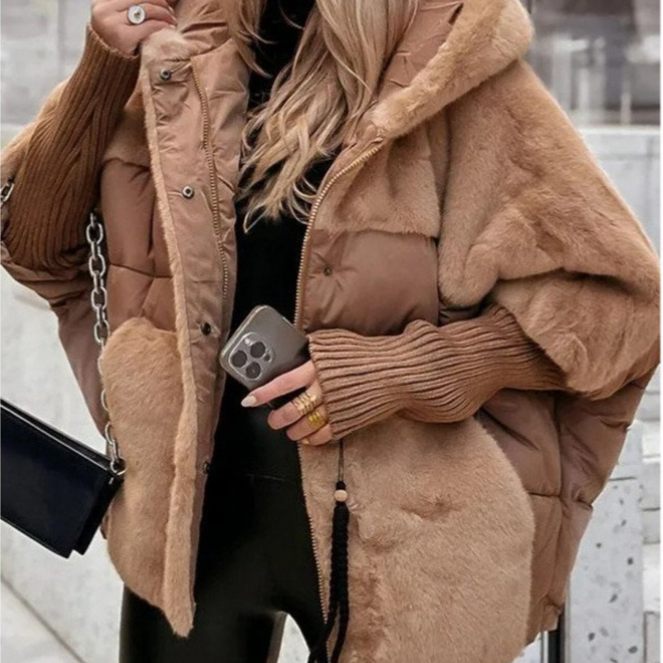 Women's Hooded Coat Concealed Zip Closure Ultra Soft Plush Fleece Lining Winter Leisure Outerwear For Daily