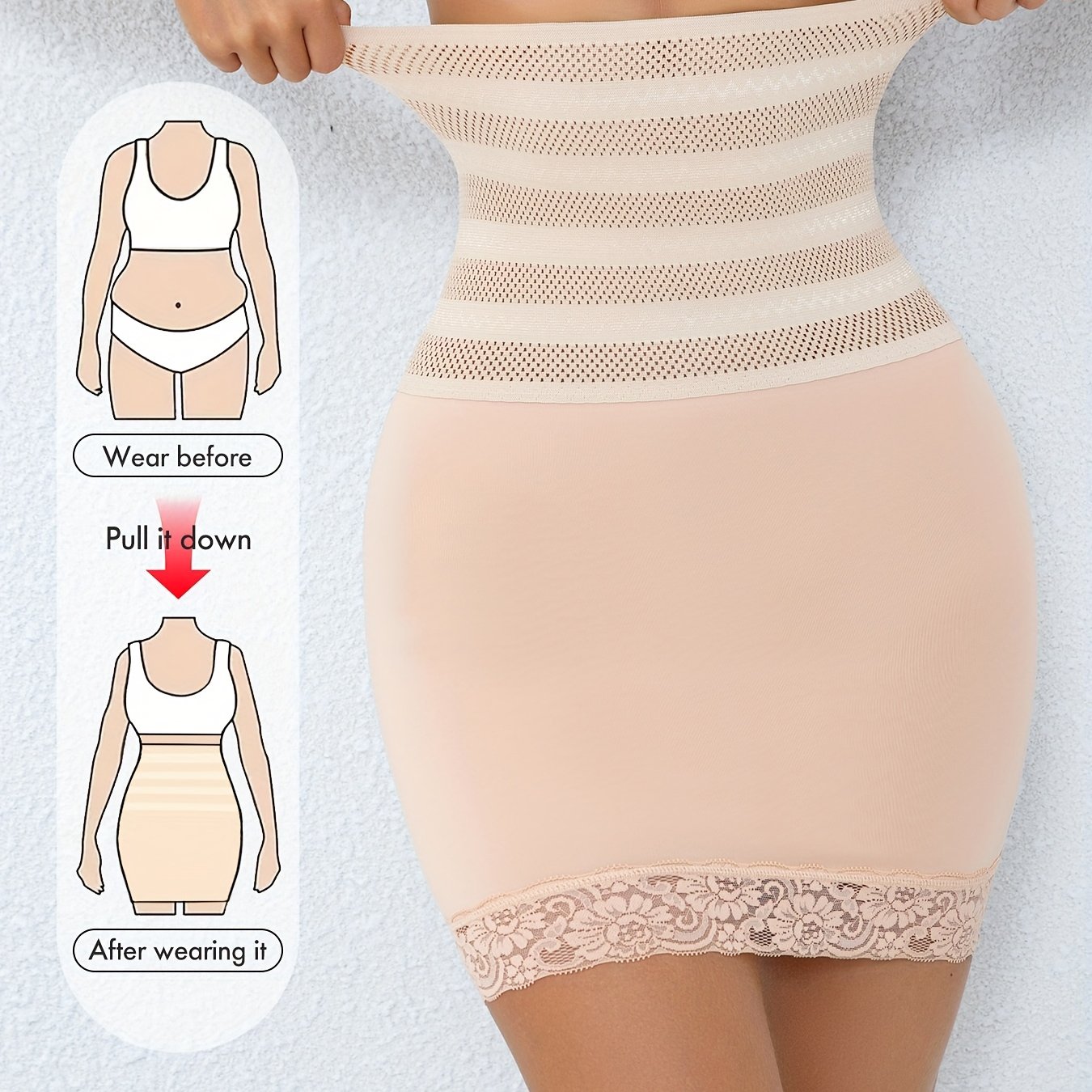 High-waisted Body-shaping Lace Pencil Skirt For Women With A .