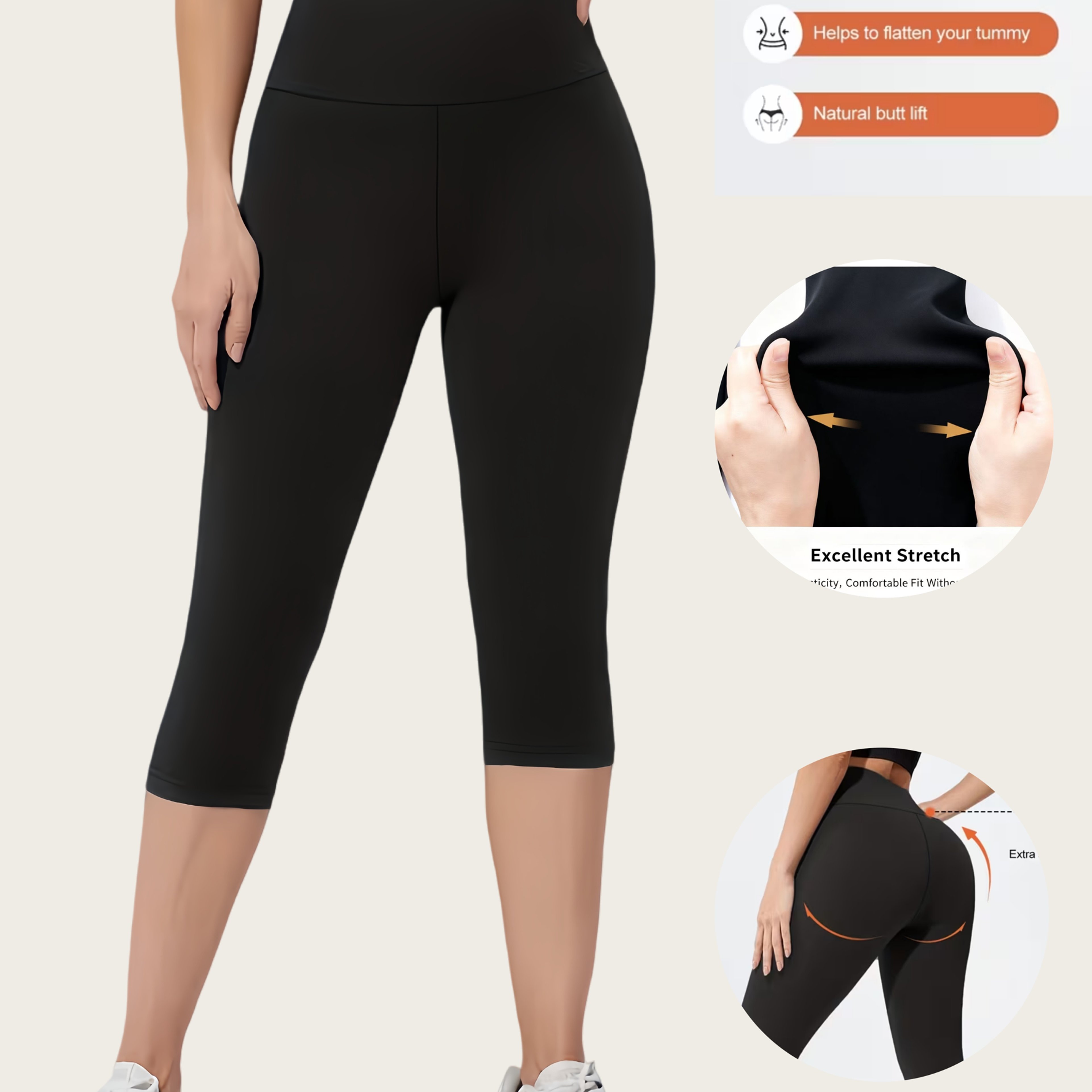 Women's High-waist Capri Yoga Pants, Tummy Control And Lift, Comfortable And Breathable