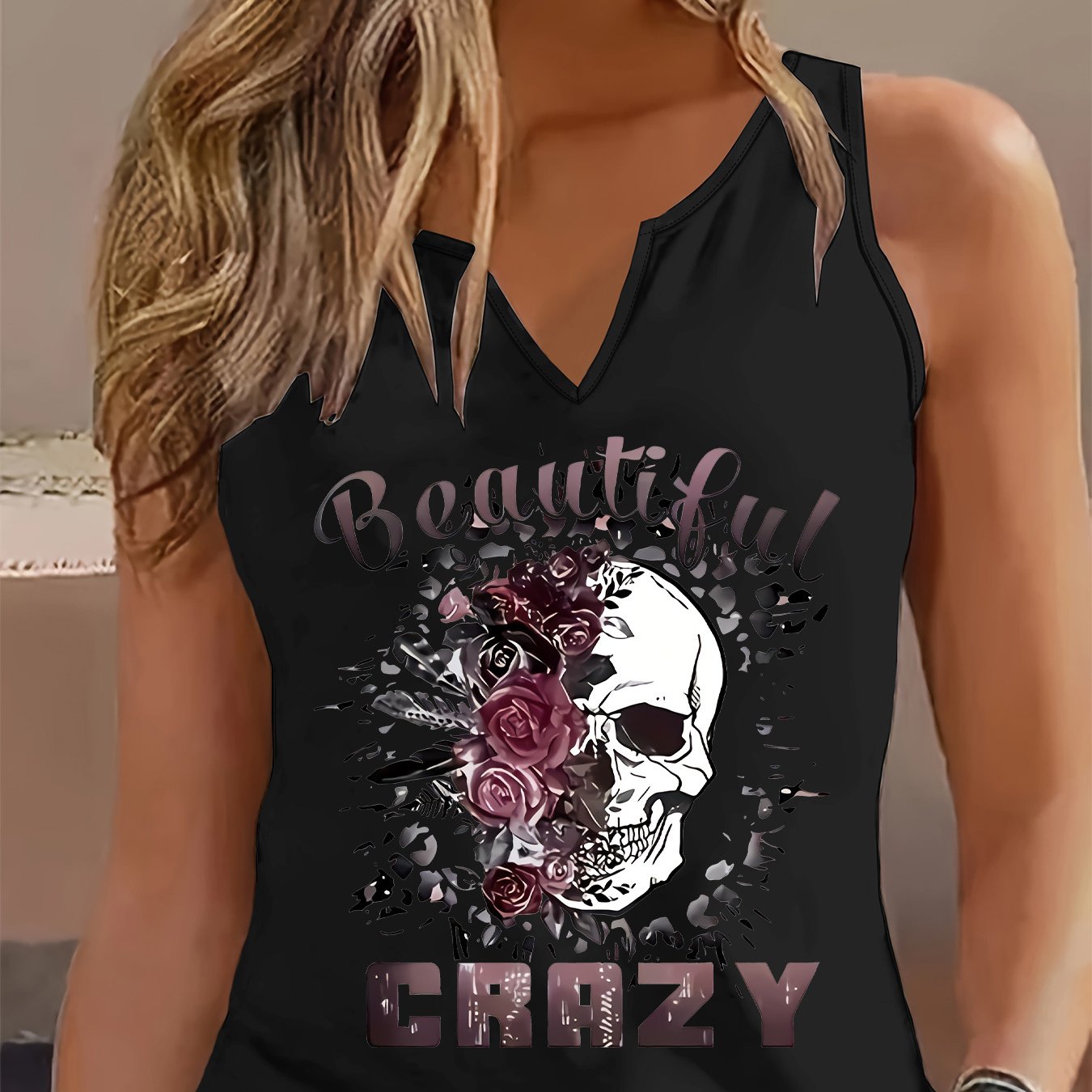 TEMU Graphic Print Tank Top, Sleeveless Casual Top For Summer & Spring, Women's Clothing