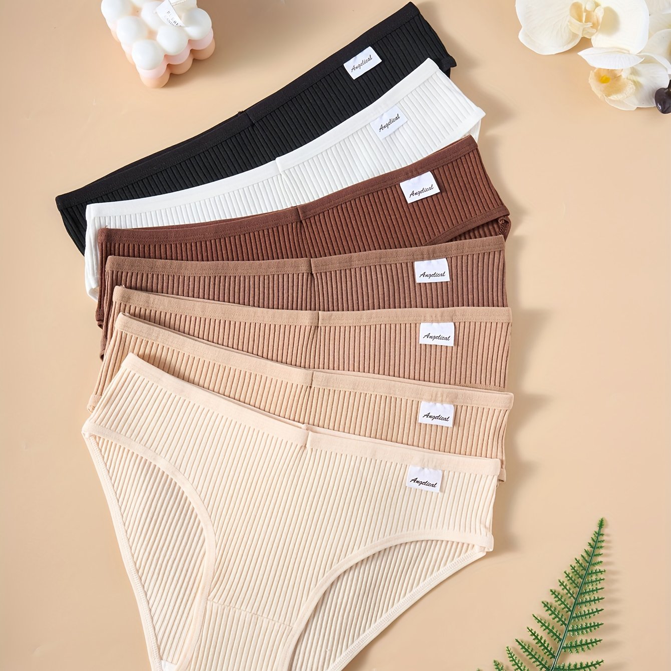 Image of 7-pack Women' Briefs, Ribbed Fabric, Gradient Color Basic Women's Underwear