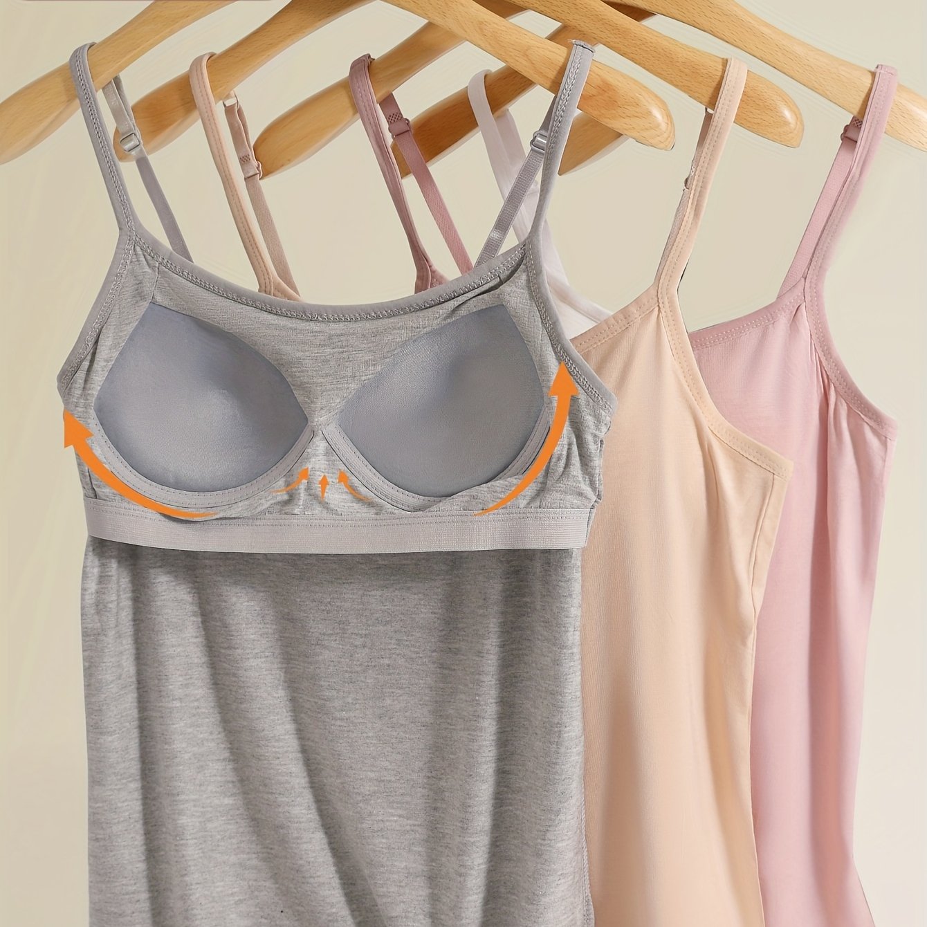 Image of 3--size Women's Soft And Comfortable High-elastic Camisole Tops With Built-in Bra Pads, To Wear Underwear, Easy And Fashionable, Worn As An Inner Layer Or As An Outer Layer