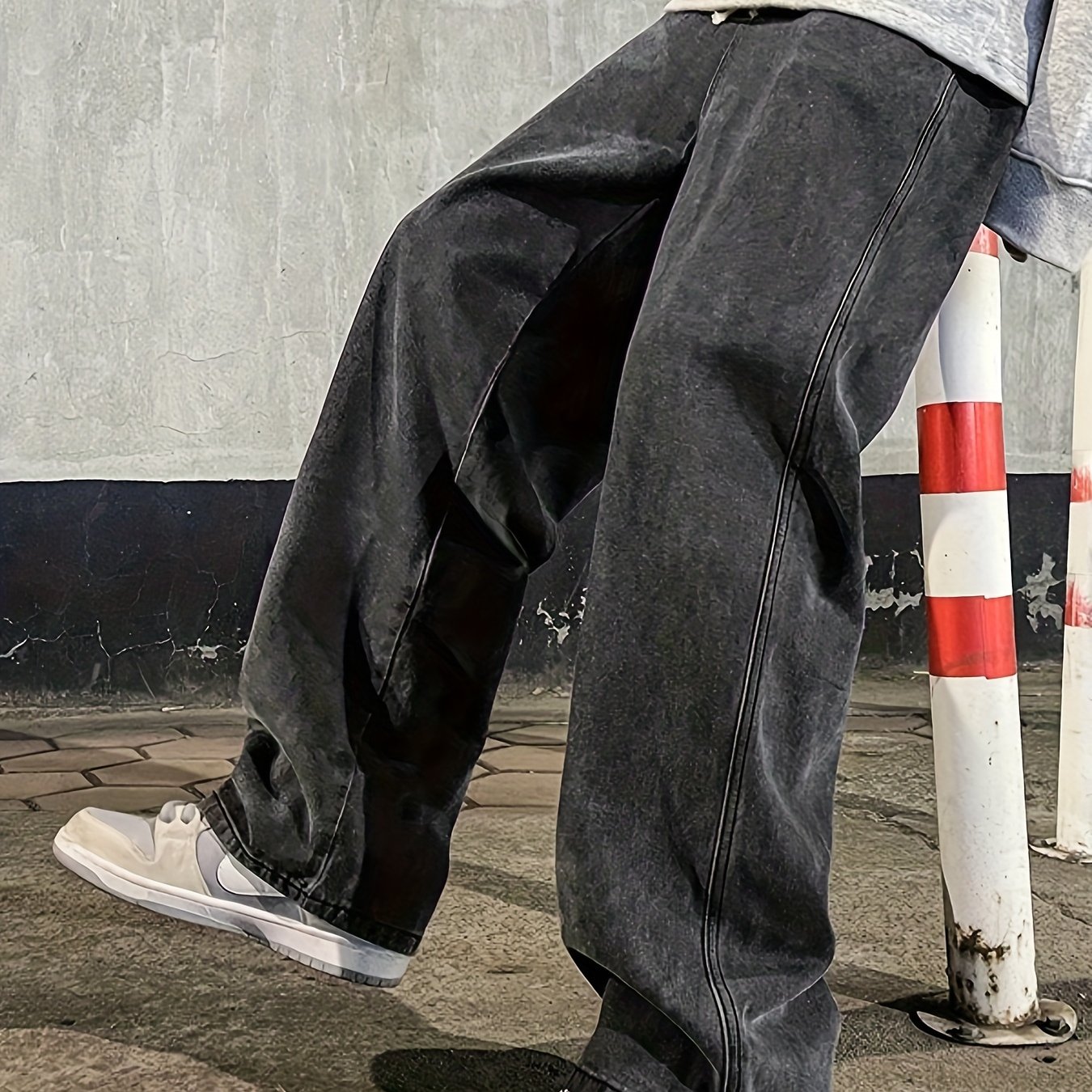 Loose Wide-leg Jeans, Men's Style Loose Fit Denim Pants, Wear Middle East
