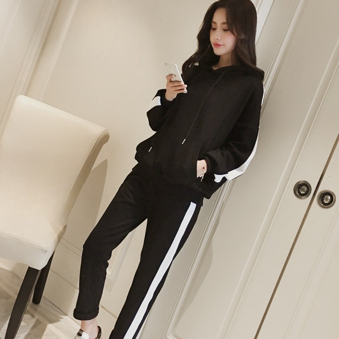 TEMU Women's Suits, Sportswear Sets, Sweatshirts + Long Pants, Hooded Sweatshirts, Harem Pants, Comfortable, Fashionable, Elegant, Versatile, Machine