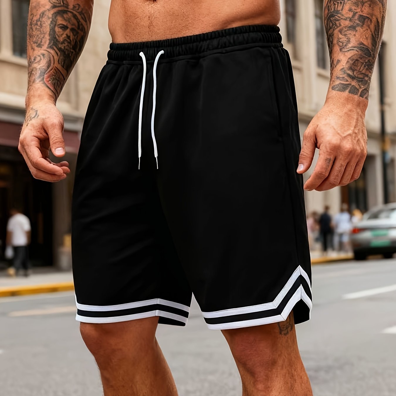 Image of Men's Sports Shorts For Basketball And Running, Loose-fitting, Breathable, Casual Five-point Shorts