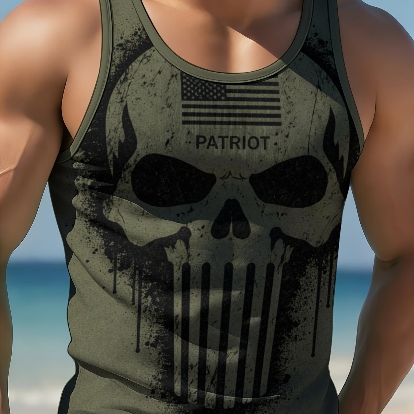 TEMU Men's Casual Geometric Pattern Vest, Slightly Elastic Crew Neck Sleeveless Sports Top, Lightweight And Breathable Summer Wear