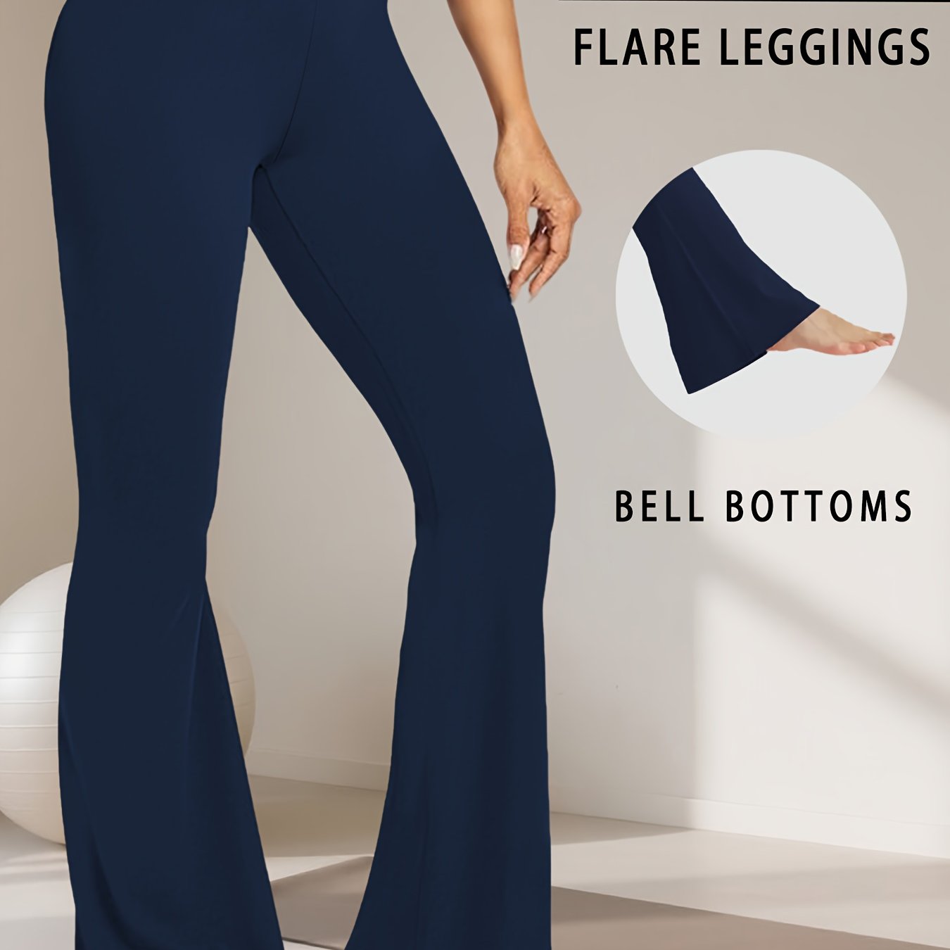 TEMU Plus Size Women' Soft High Waisted Flare Pants, Leggings Tummy Control Soft Bootleg Bell Bottoms