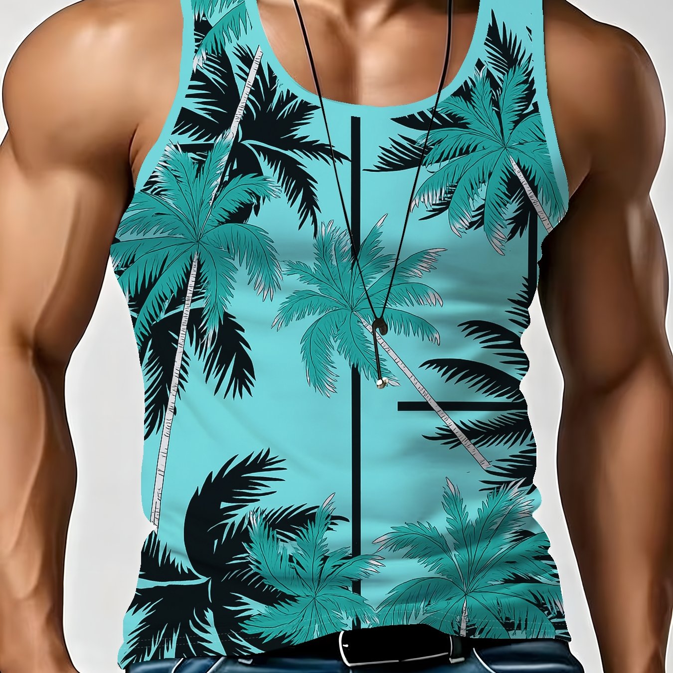 TEMU Men's Loose-fitting Sports Tank Top, Breathable Sleeveless T-shirt For Summer Basketball And Fitness, Print Vest