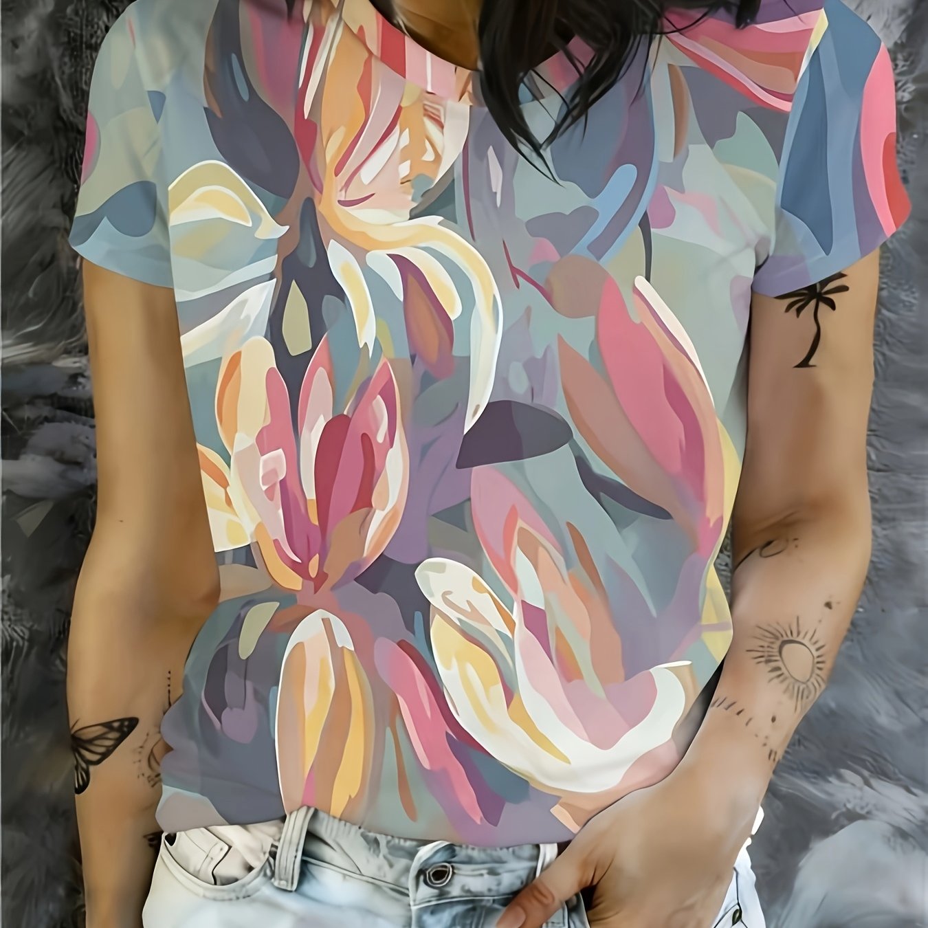 TEMU Summer Women's Round-neck Short Sleeve, Easy, And Flattering, Versatile For Commuting, Suitable For Dating, Vacation, And Casual
