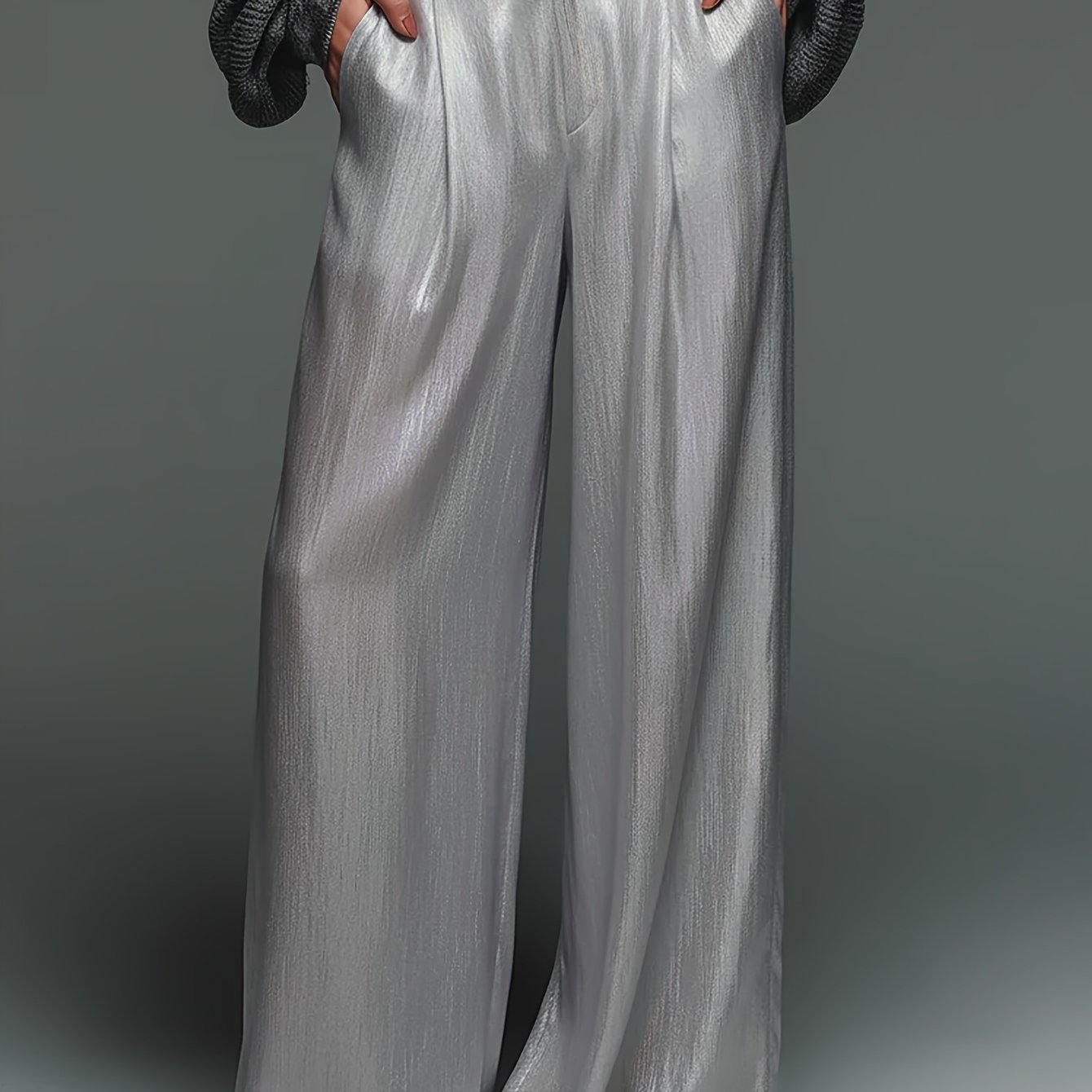TEMU Elegant And Classic Loose-fitting Wide-leg Trousers, Suitable For Daily, From Getaways, And For Evening Events