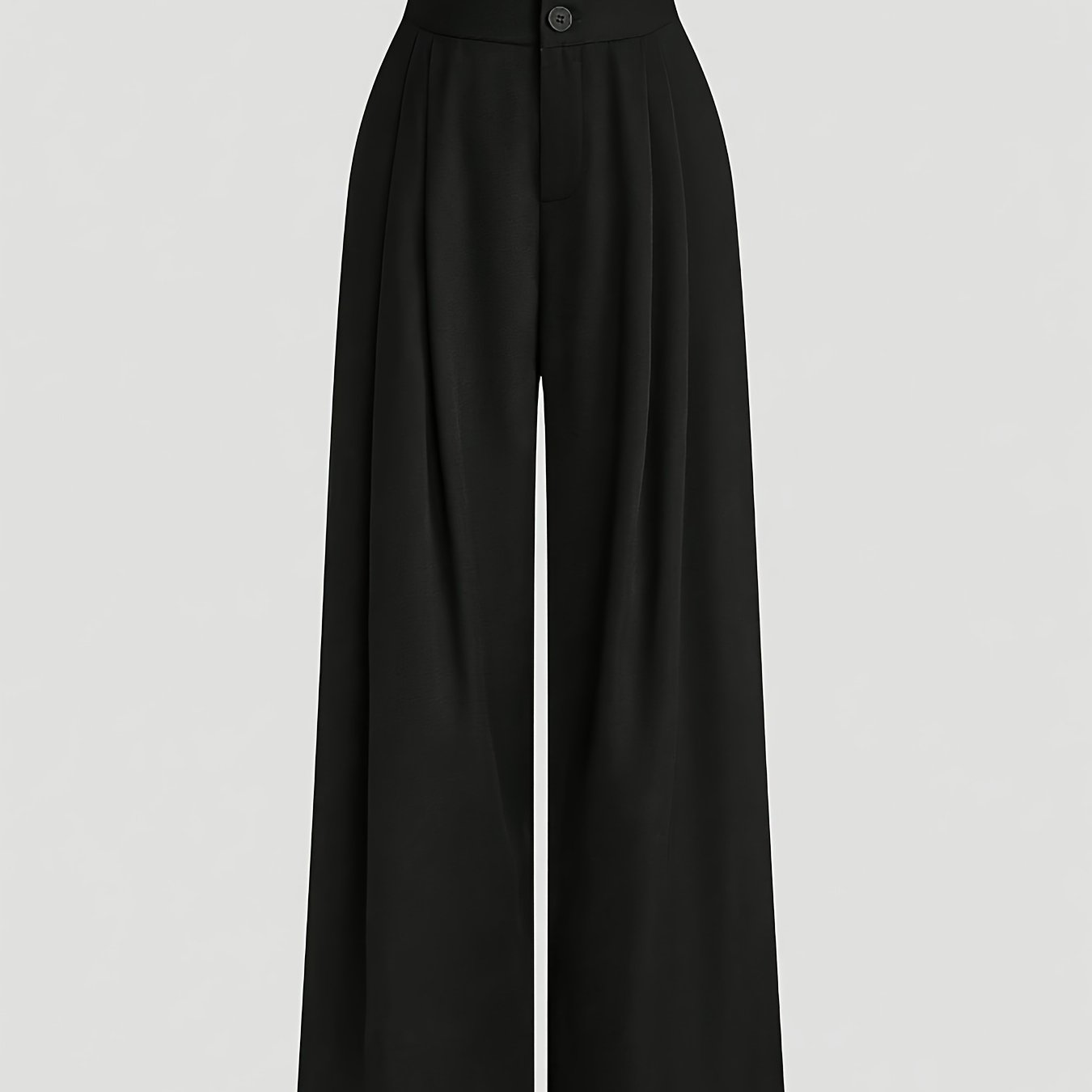 TEMU Pantalon taille haute grande taille pour femme - Pantalon élégant droit à double panneau avec boutonnage à boutons sur le devant, lavable en