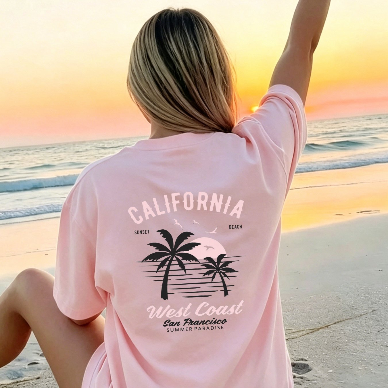 California Graphic Print Oversized T-shirt For Women - Soft, Comfortable Beach For Summer, Perfect As A Gift