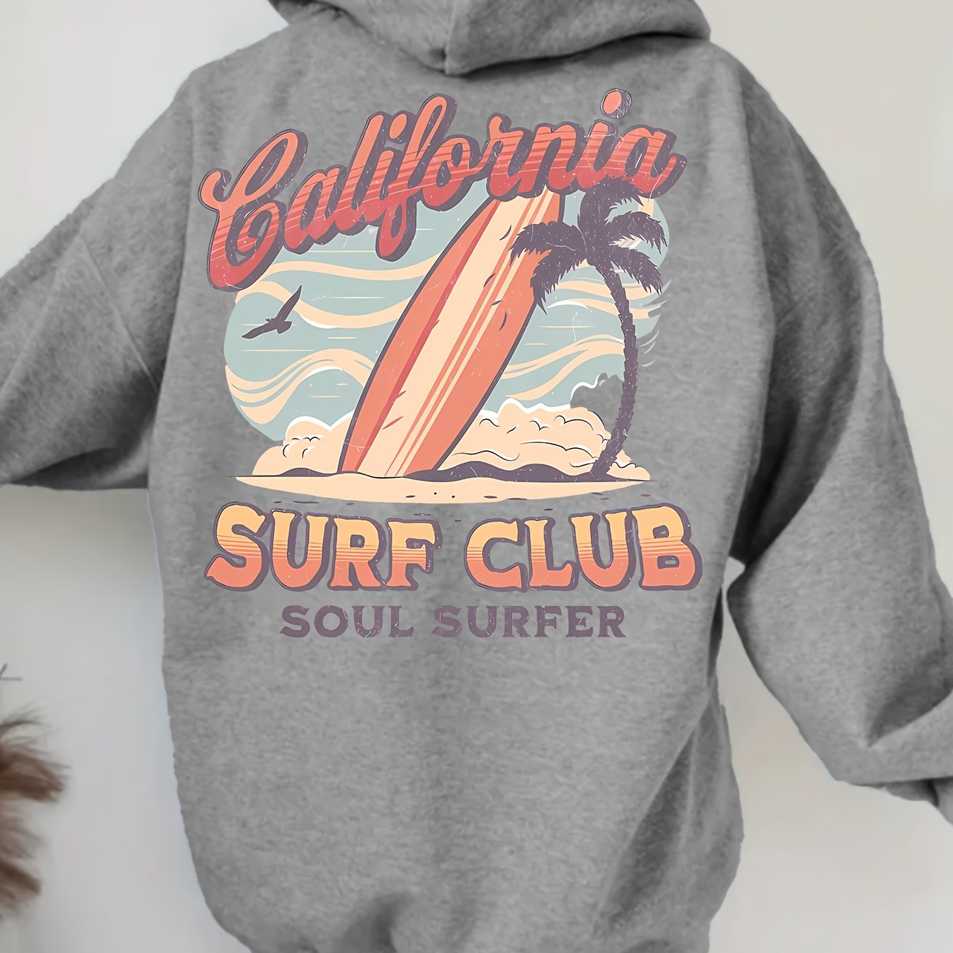 E-shop Kalifornischer Surfclub Soul Alphabet Hochstraße Trendige Mode Vielseitiger Druck, Herbst/Winter Lässiger Damen-Hoodie