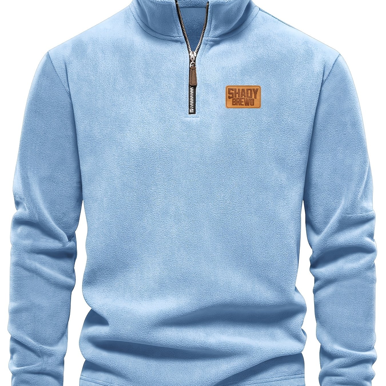 Men's Comfortable Fleece-lined Half-zip Solid Color Henley Shirt - Casual Warm Stand Collar Autumn/winter - Machine Washable