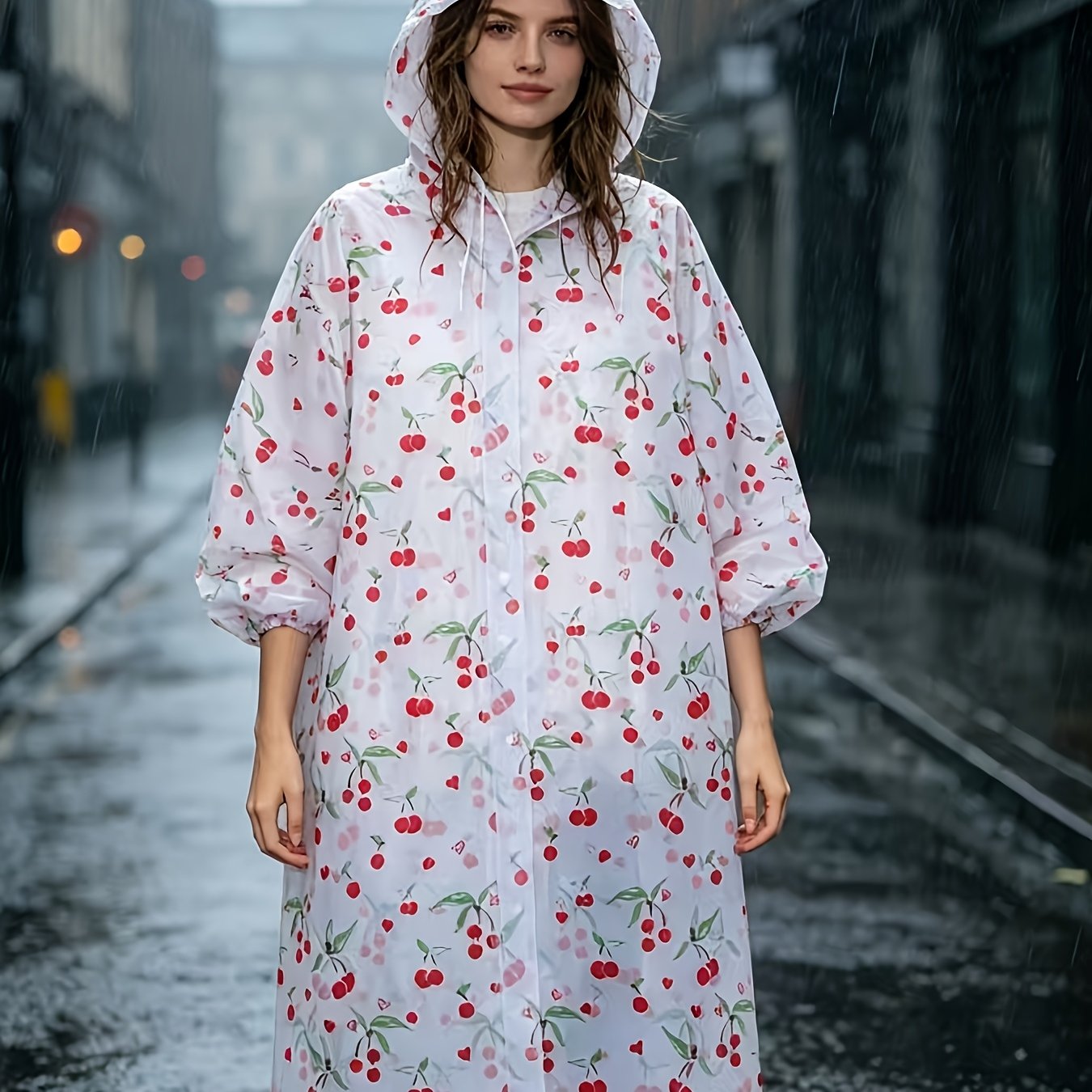 TEMU 1pc Impermeable con Capucha de Manga Larga Unisex para Pareja, Grueso, Premium, Resistente al Viento y con EVA - Adecuado para Ciclismo al Aire