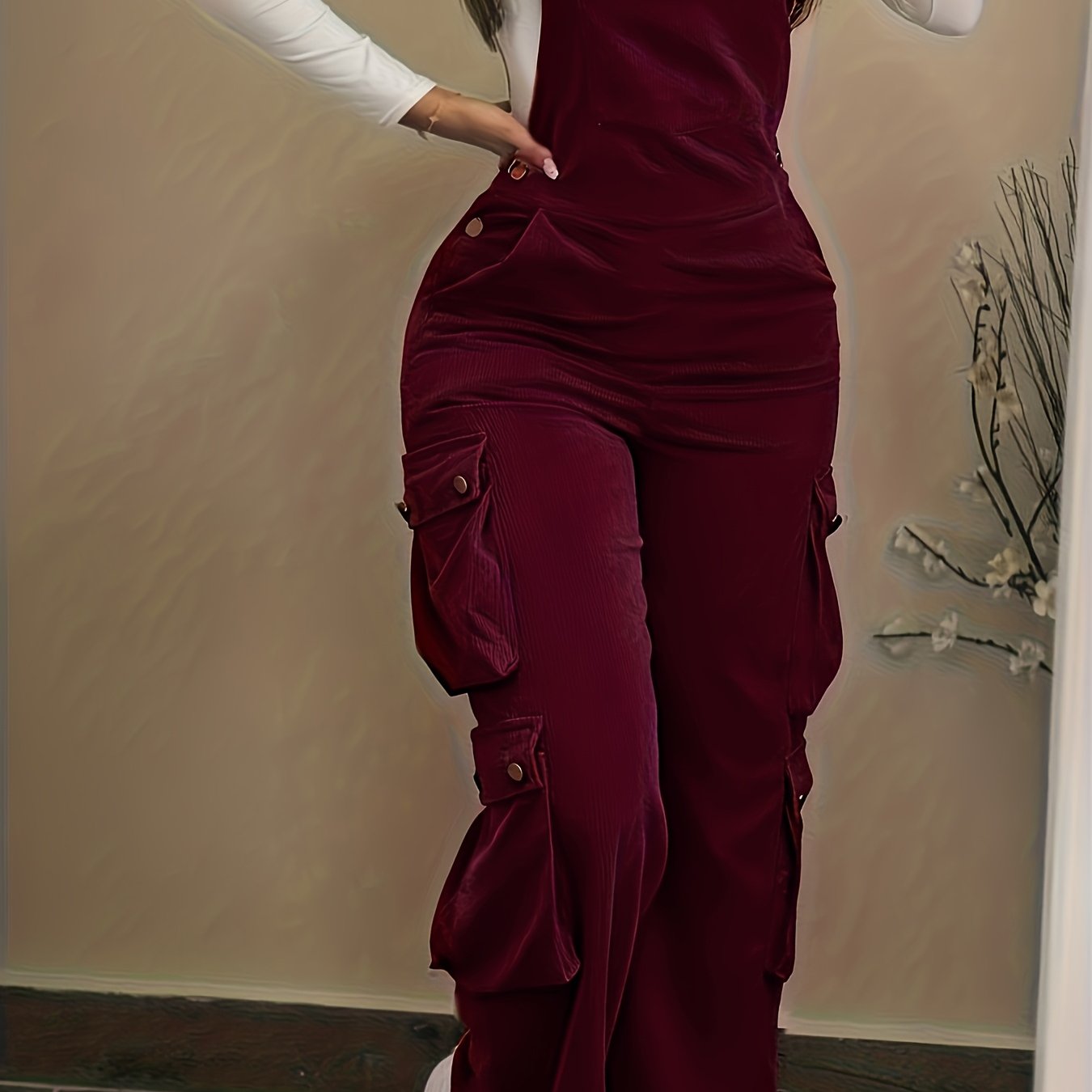 E-shop Neue Vintage-Stil Cord-Latzhose mit Trägern für Damen