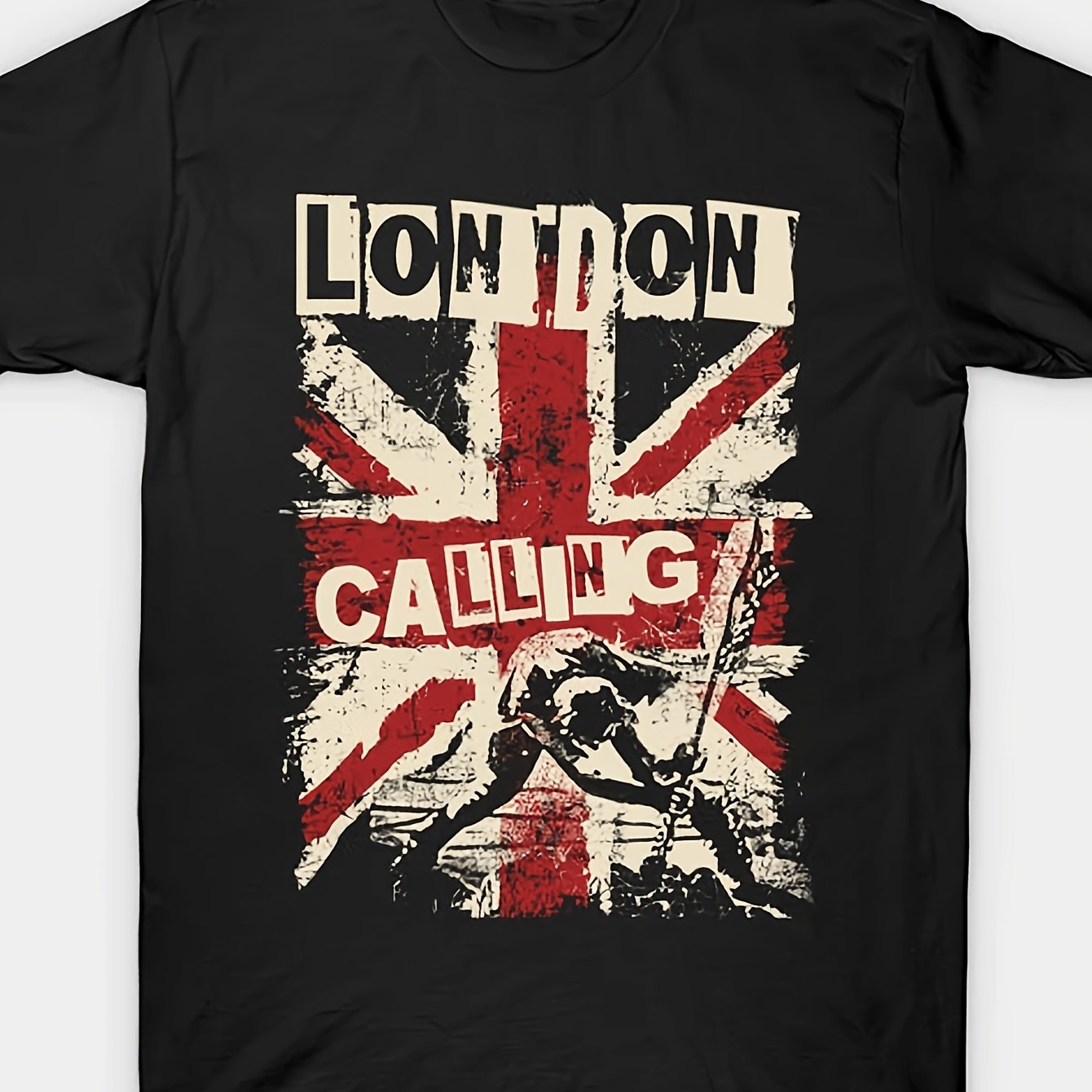 Image of Plus Size Men' Calling Graphic T-shirt, Grunge Urban Style Daily Wear Tee, Plus Size