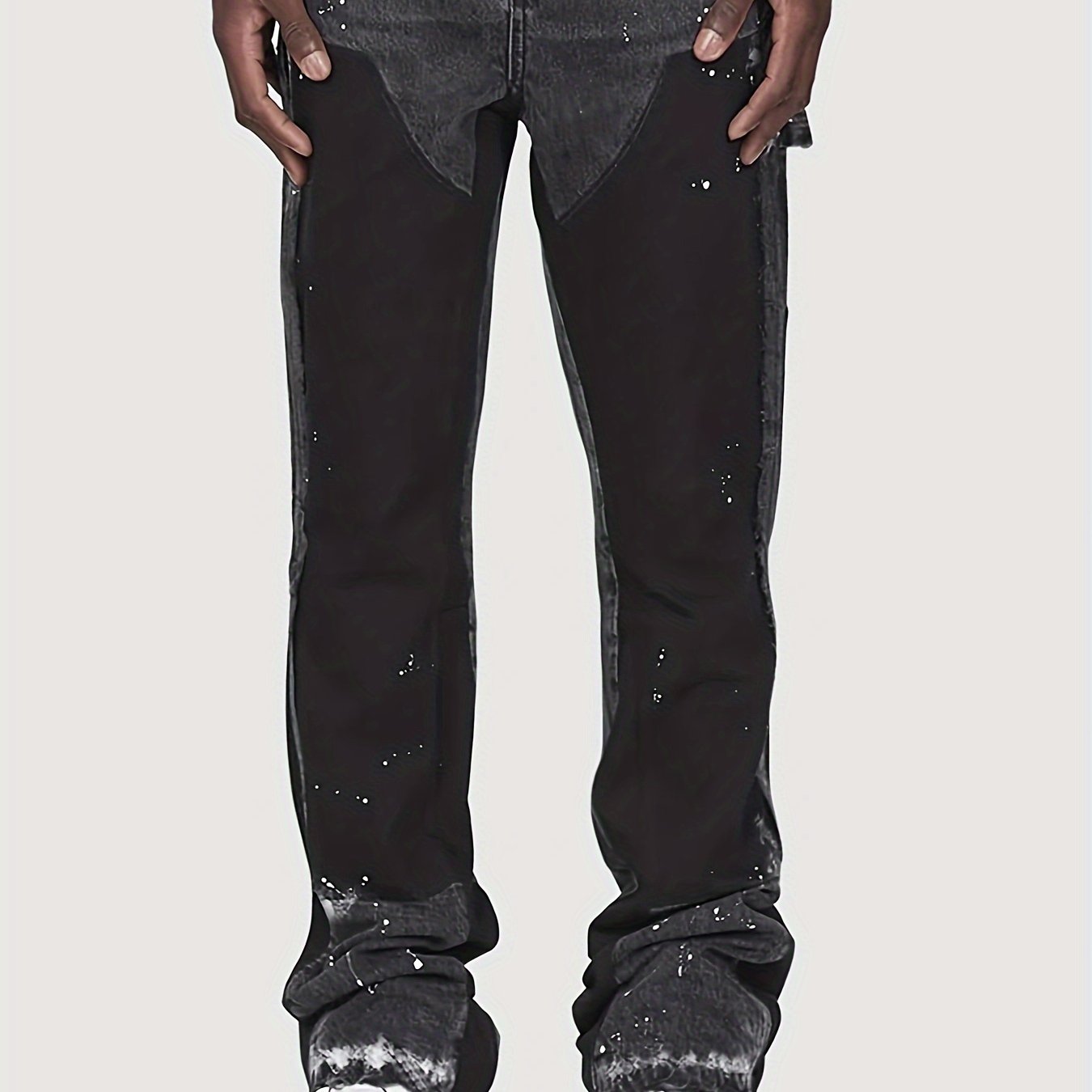 Men' Print Jeans Retro Loose Flared Jeans Edge Jeans