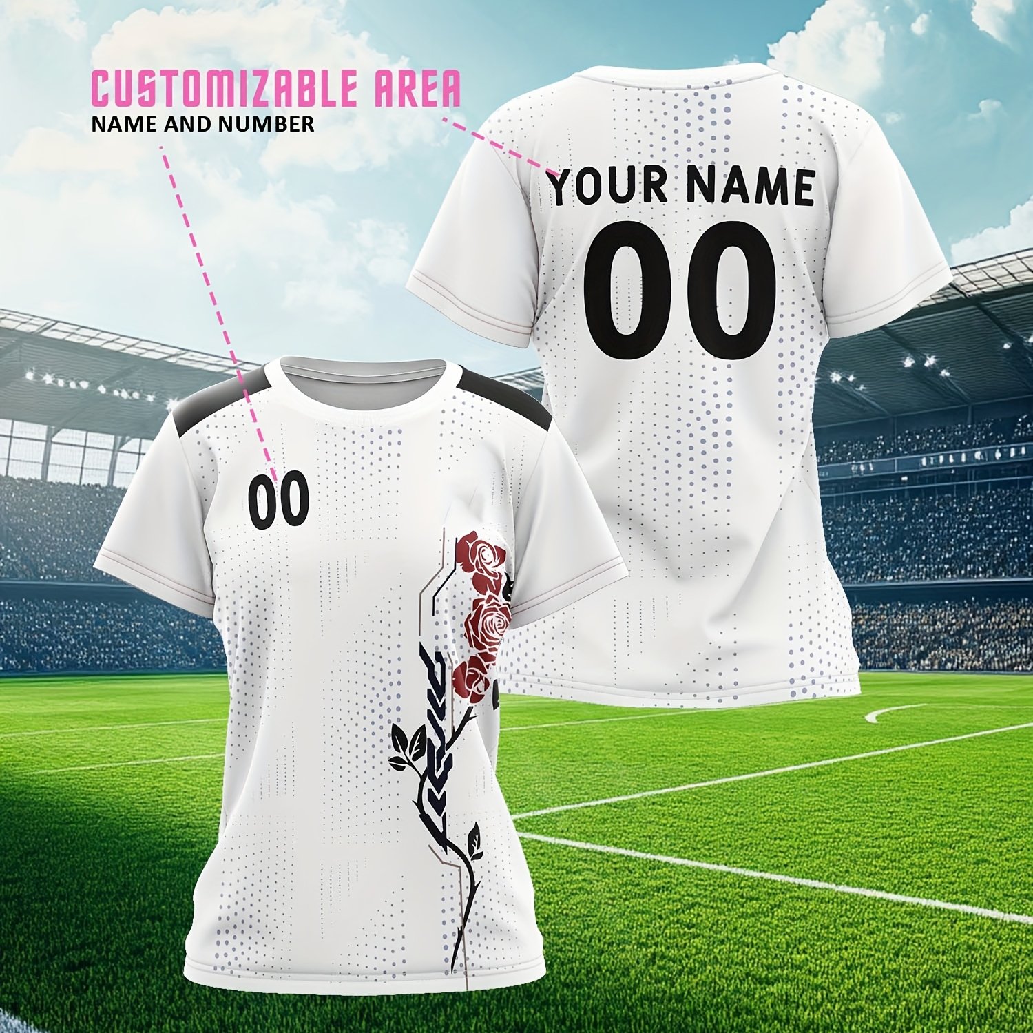 TEMU Customize And Number Of Ladies' T-shirts, Football Shirts And Shirts, Team , Exercise, Fitness, , Ventilation, Quick Drying And Daily Leisure